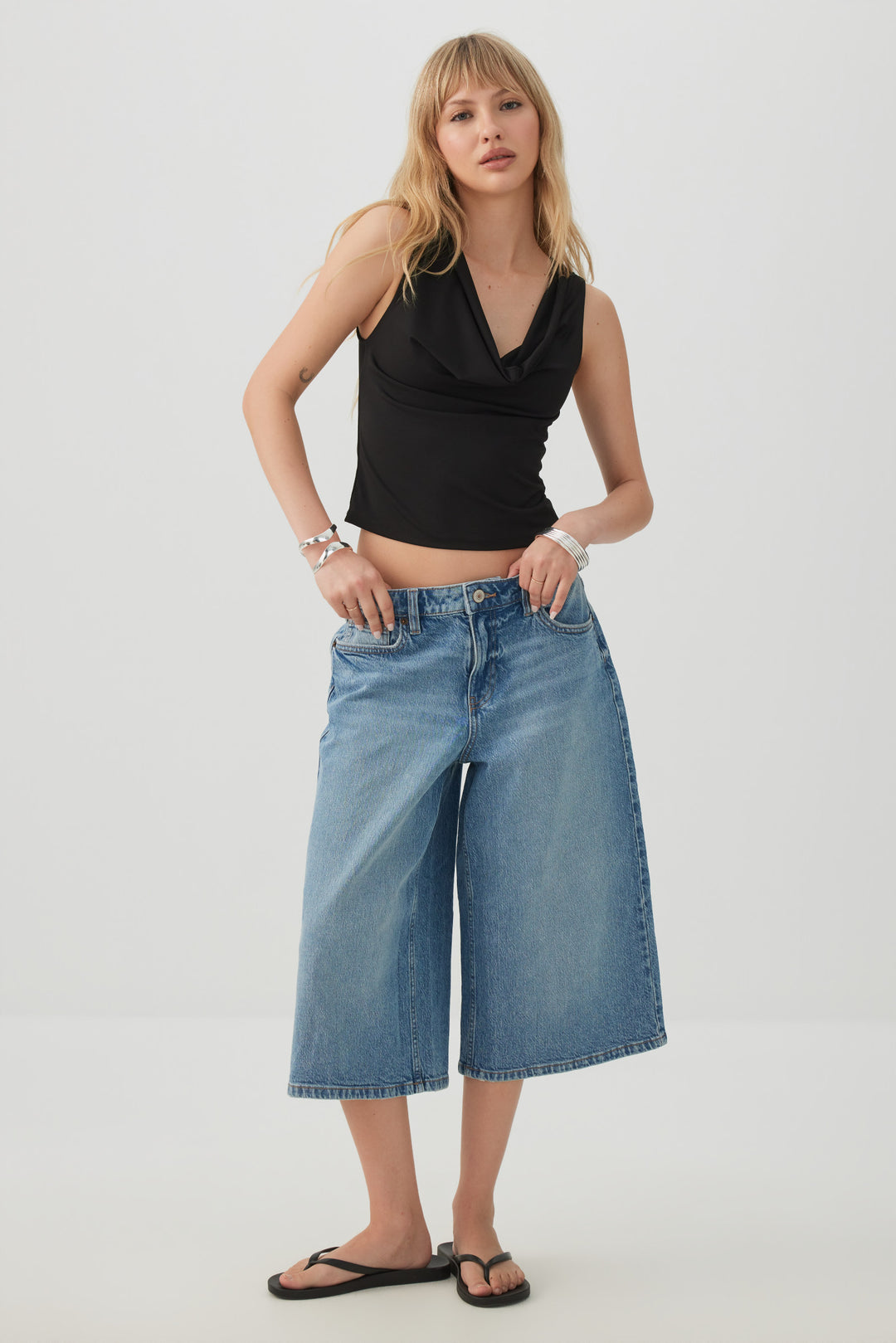 Cowl Neck Crop Tank Top