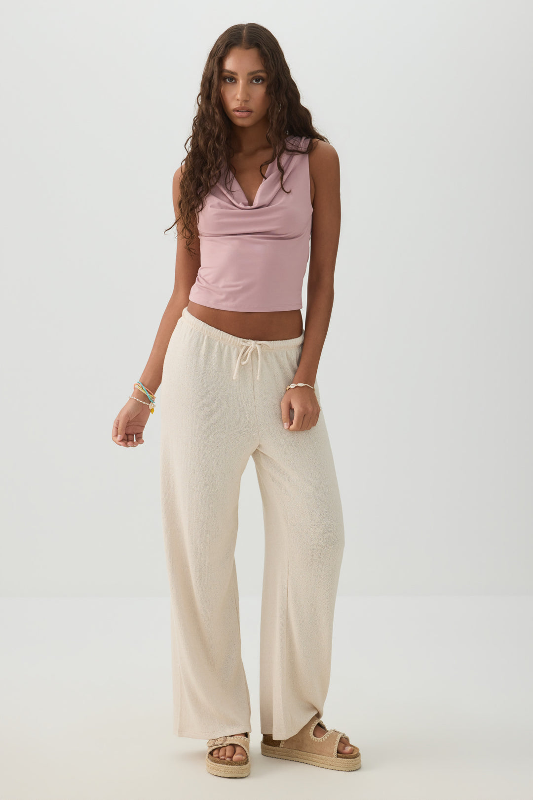 Cowl Neck Crop Tank Top