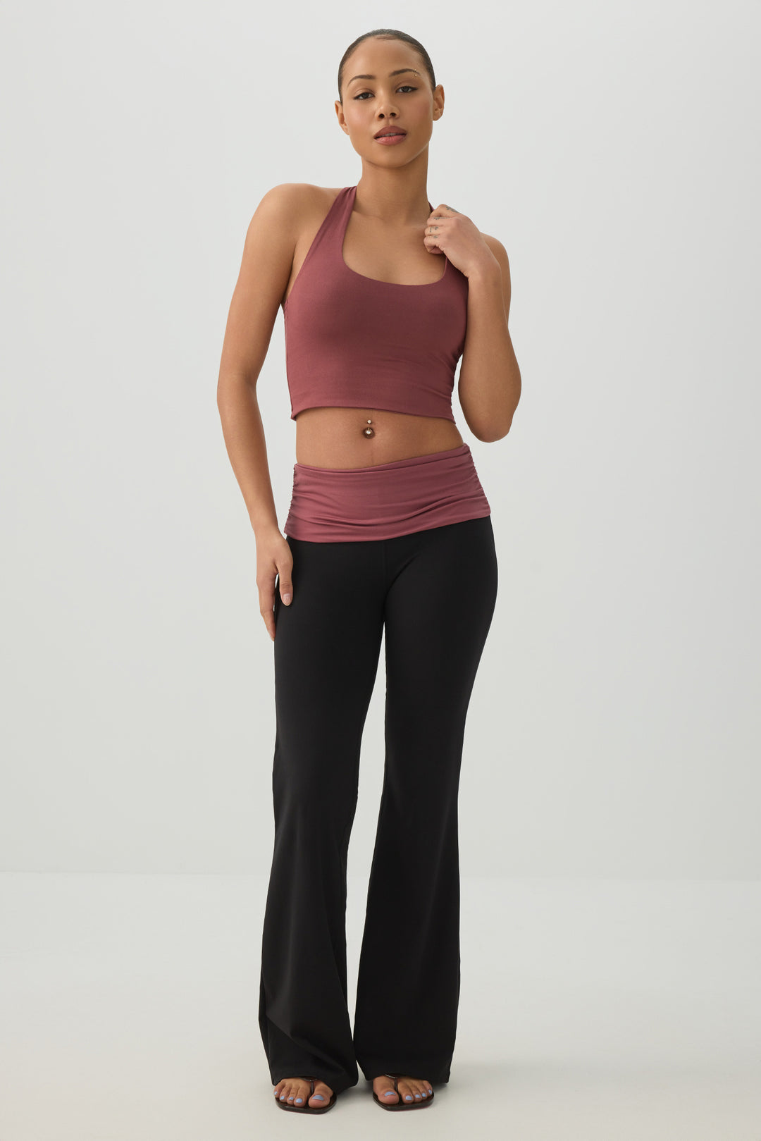 Soft Fold Over Waist Flare Leggings