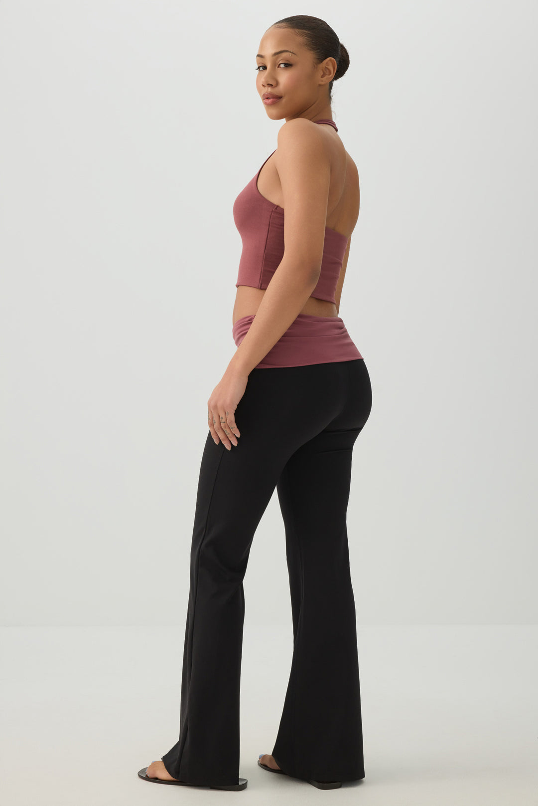 Soft Fold Over Waist Flare Leggings