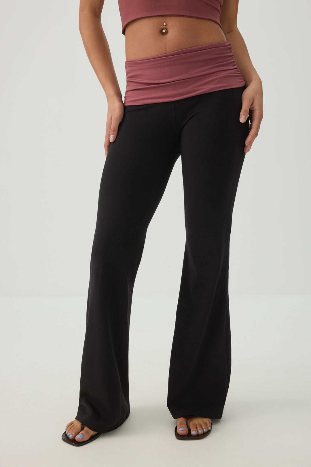 Soft Fold Over Waist Flare Leggings