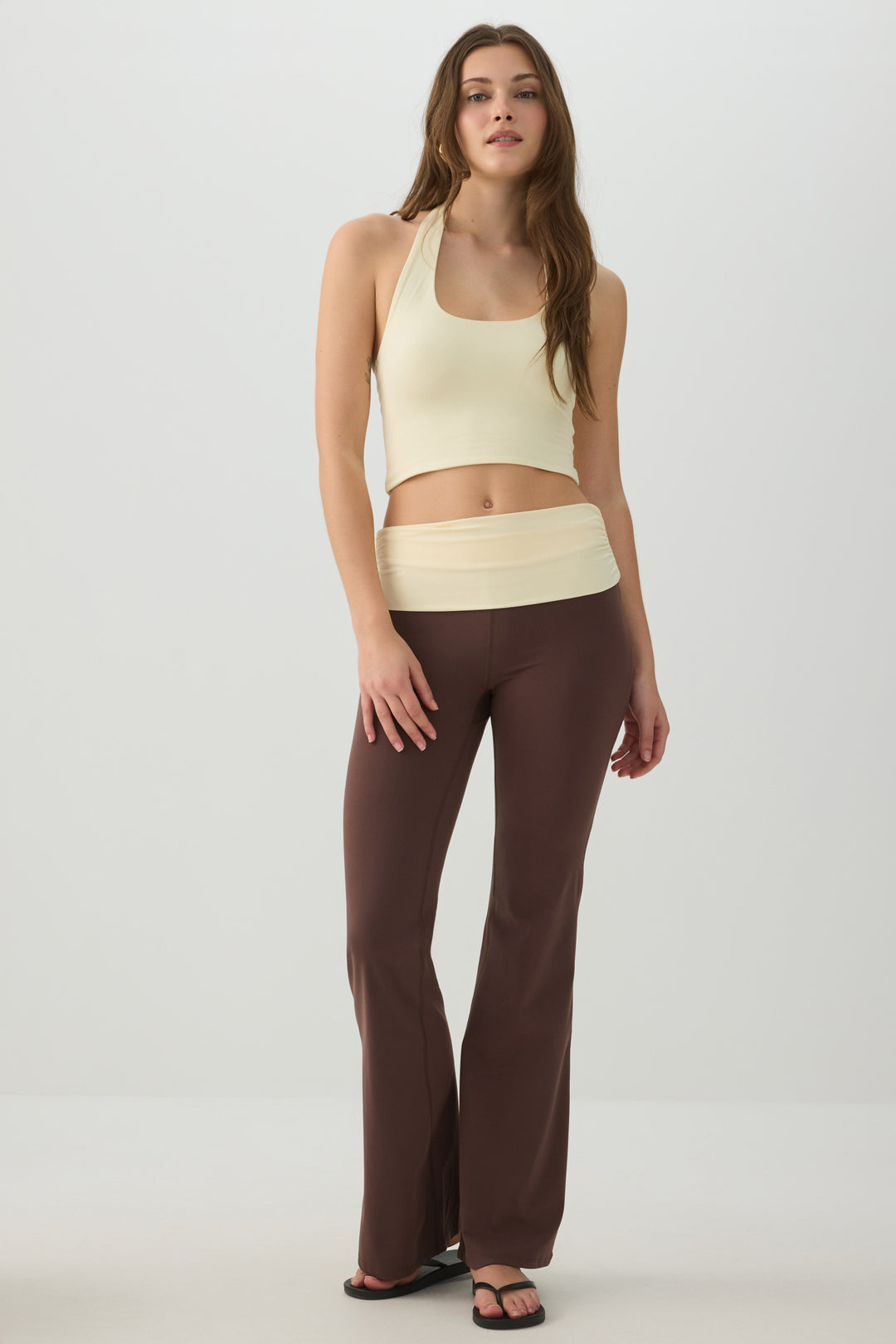 Soft Fold Over Waist Flare Leggings