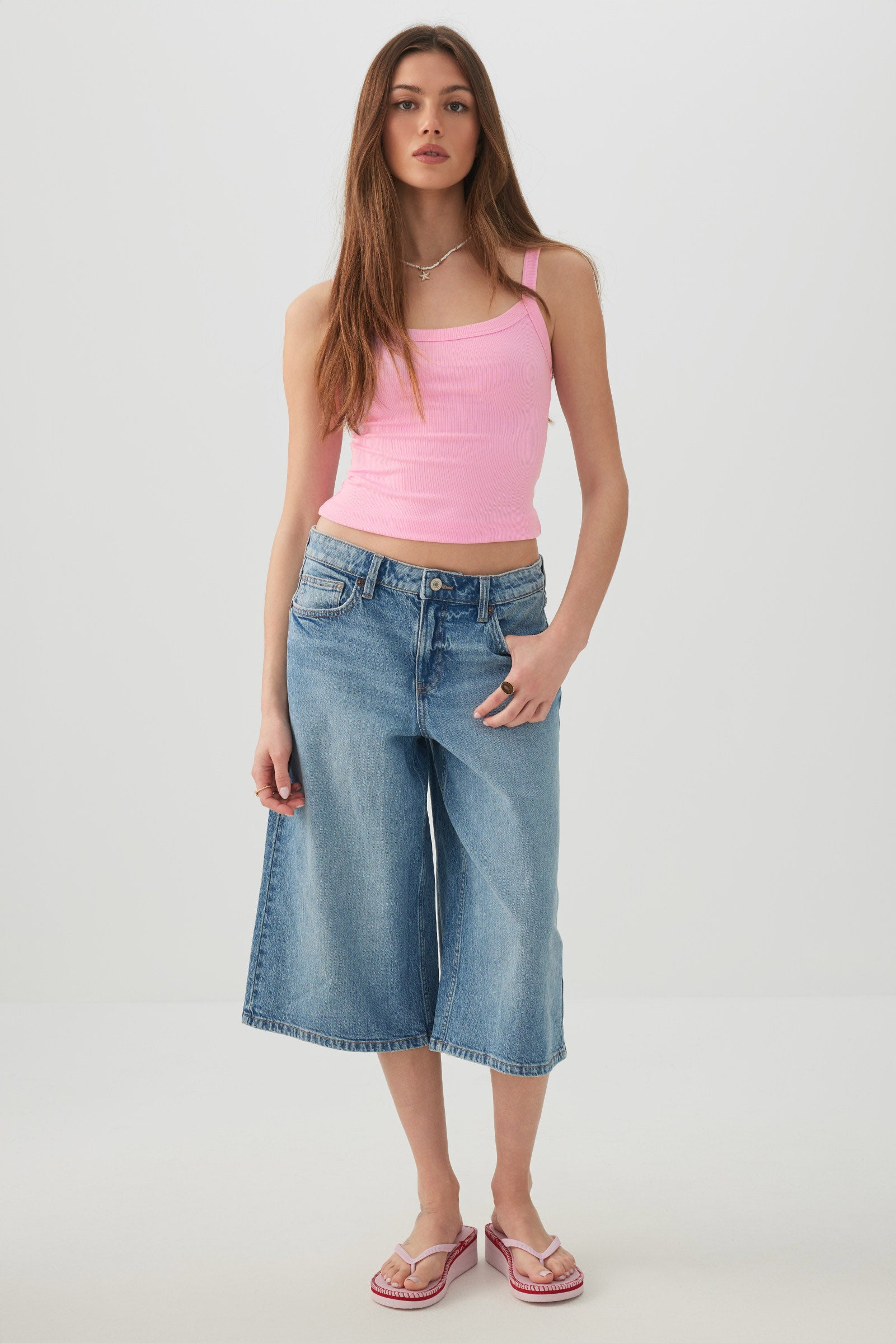 トップス andmary Angie ribbon tank pink f09b2660891a4657a75eca4141fdc4