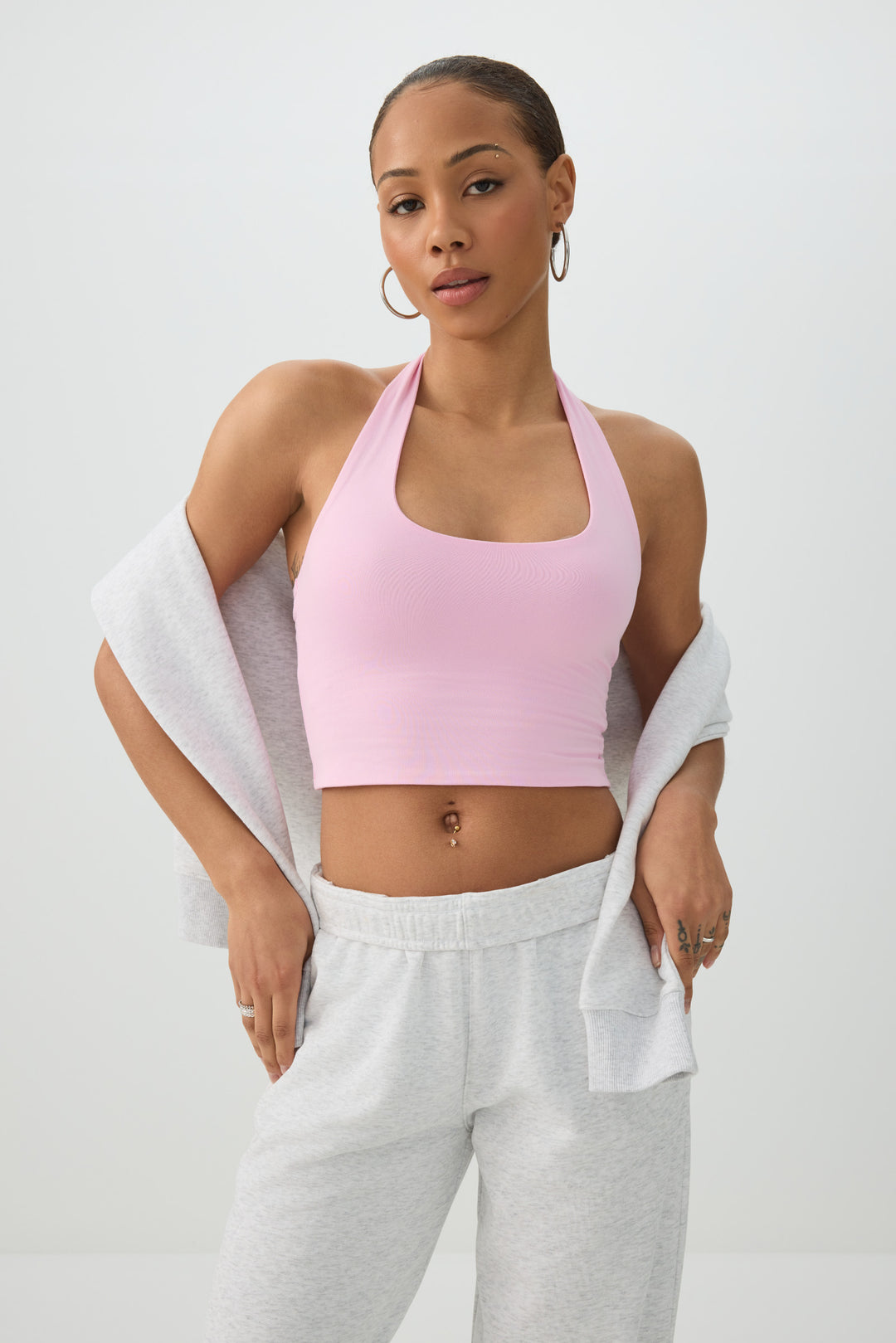 Basic Crop Halter Tank Top
