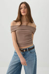 Textured Knit Off Shoulder Crop Top