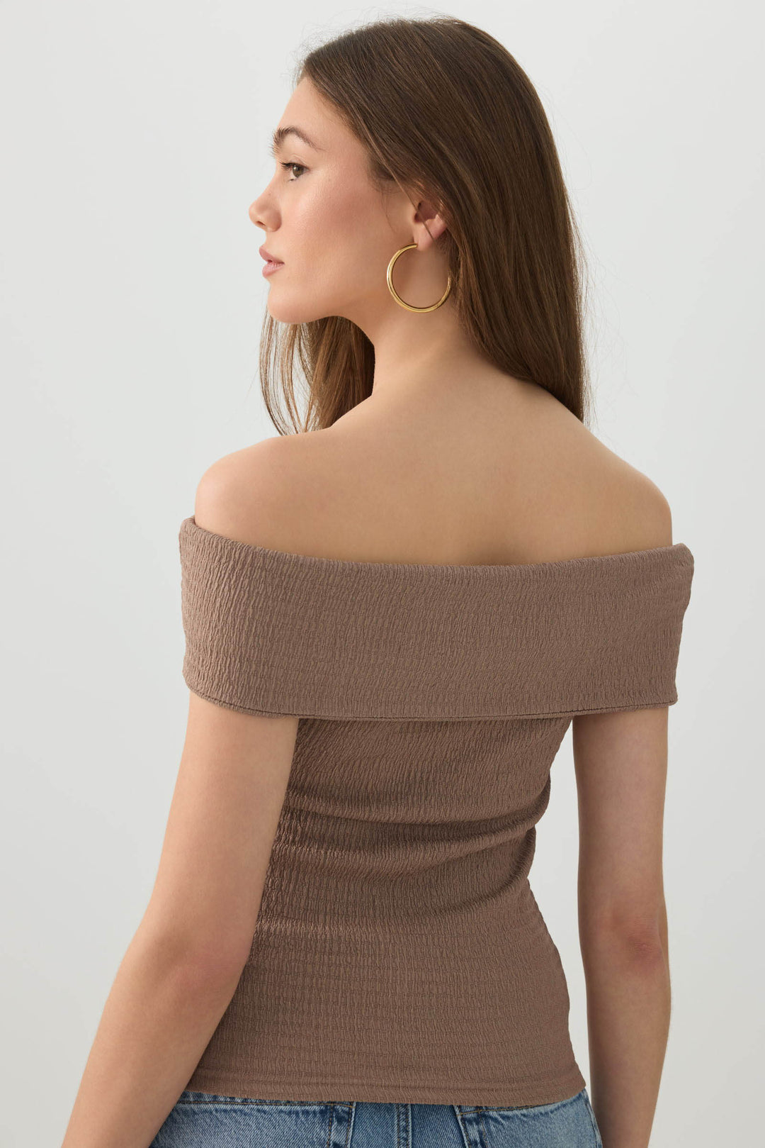 Textured Knit Off Shoulder Crop Top
