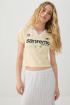 Crop Graphic Contrast V Neck T-Shirt