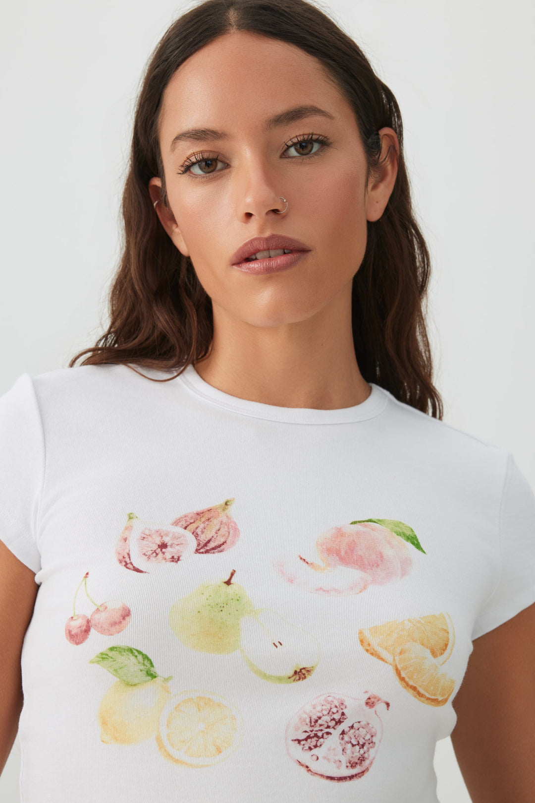 Cotton Blend Ribbed Crop T-Shirt