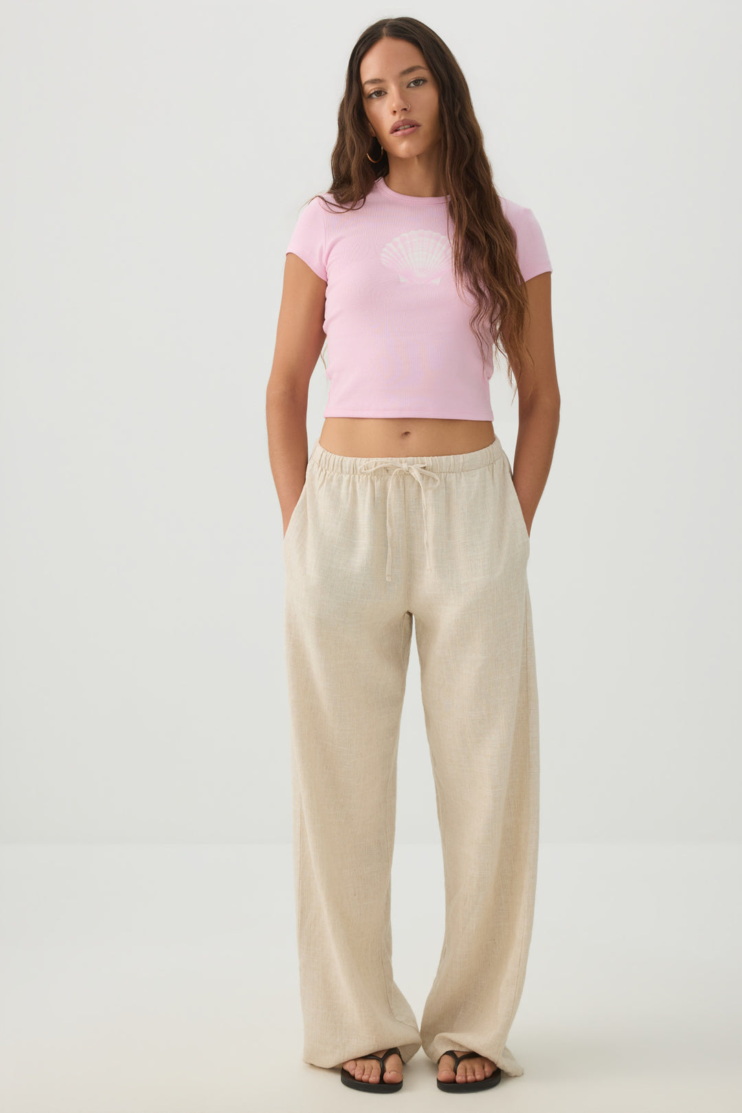 Cotton Blend Ribbed Crop T-Shirt