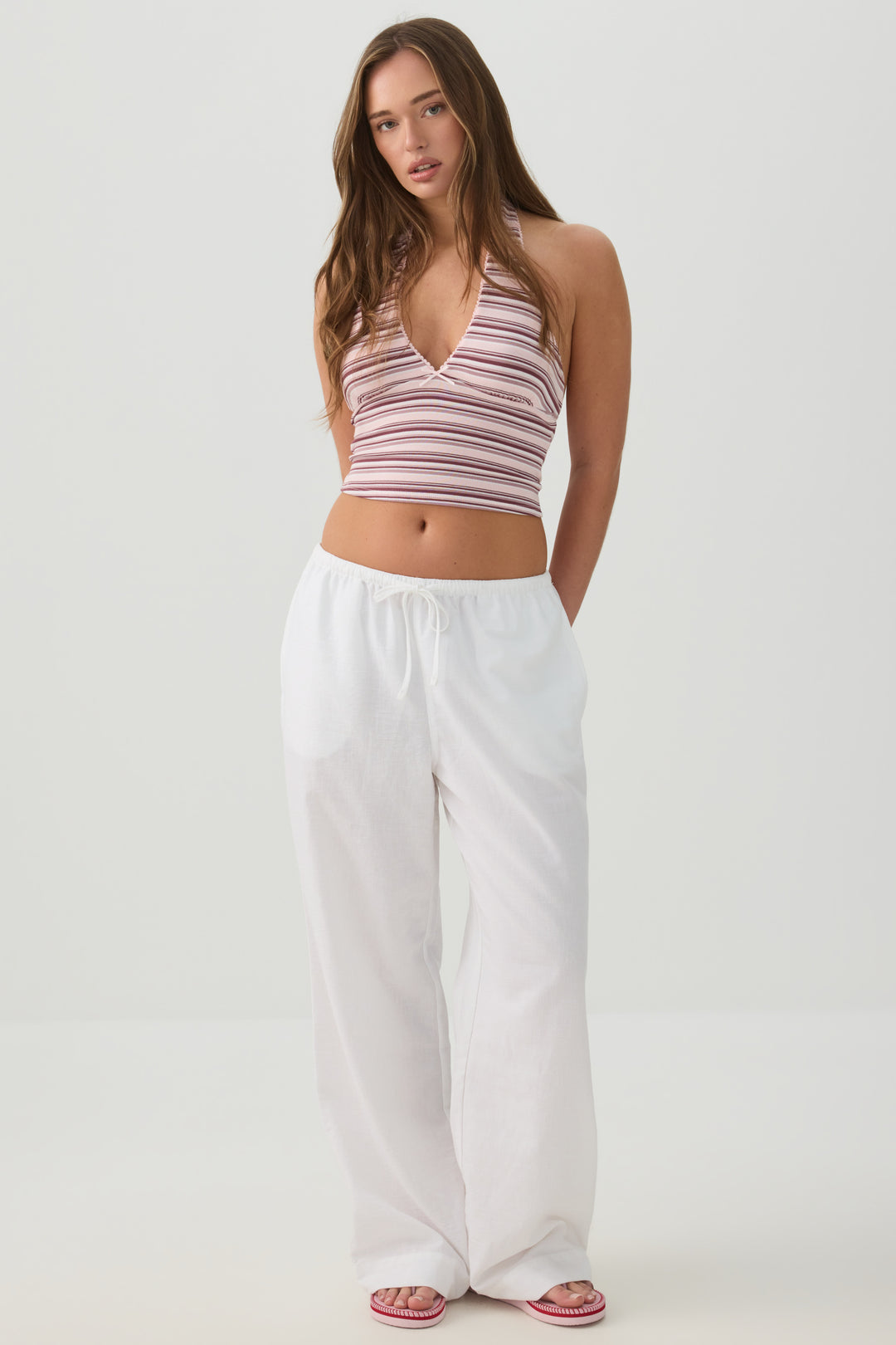 Deep V-Neck Crop Halter Tank Top