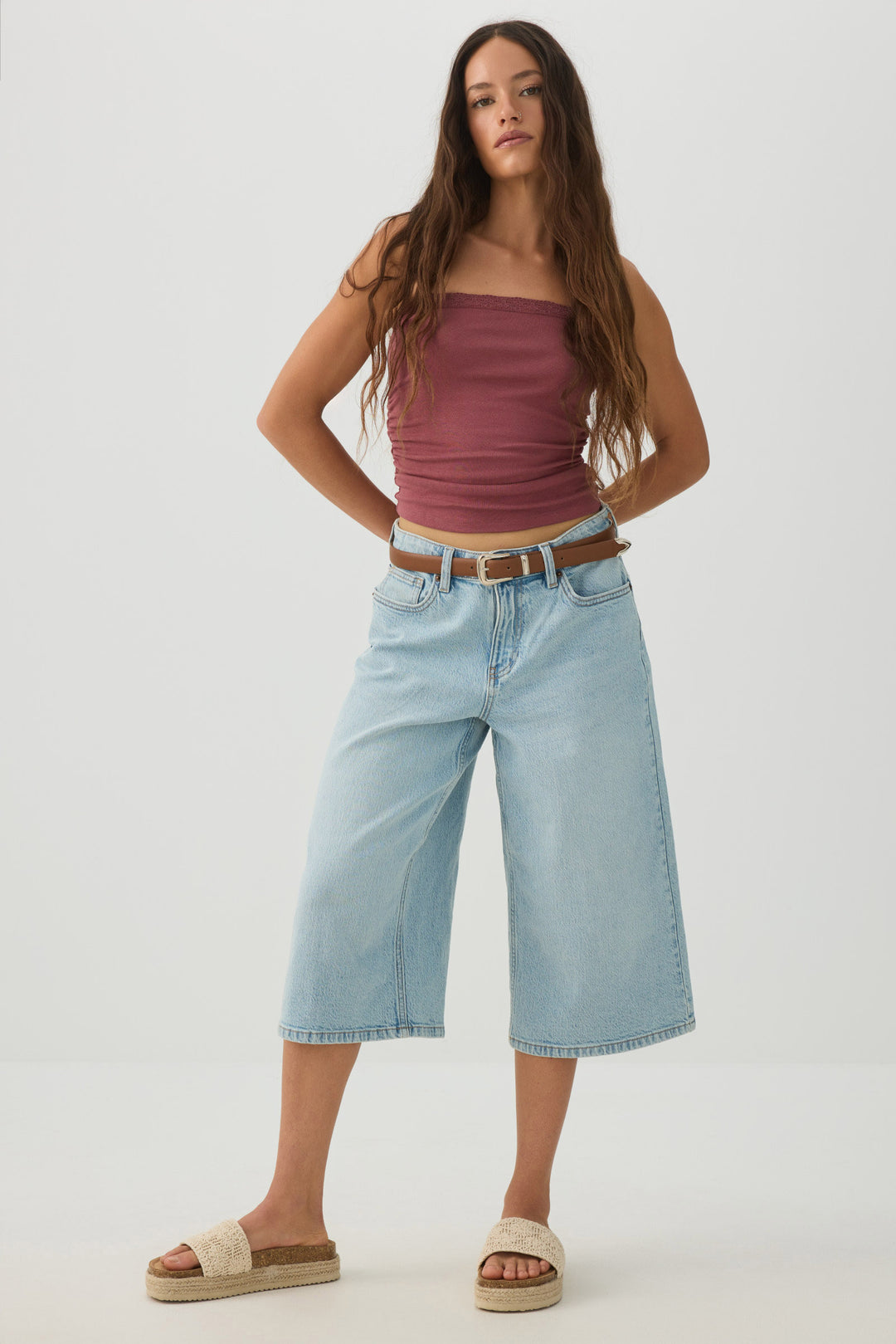 Fine Rib Cotton Blend Tube Top