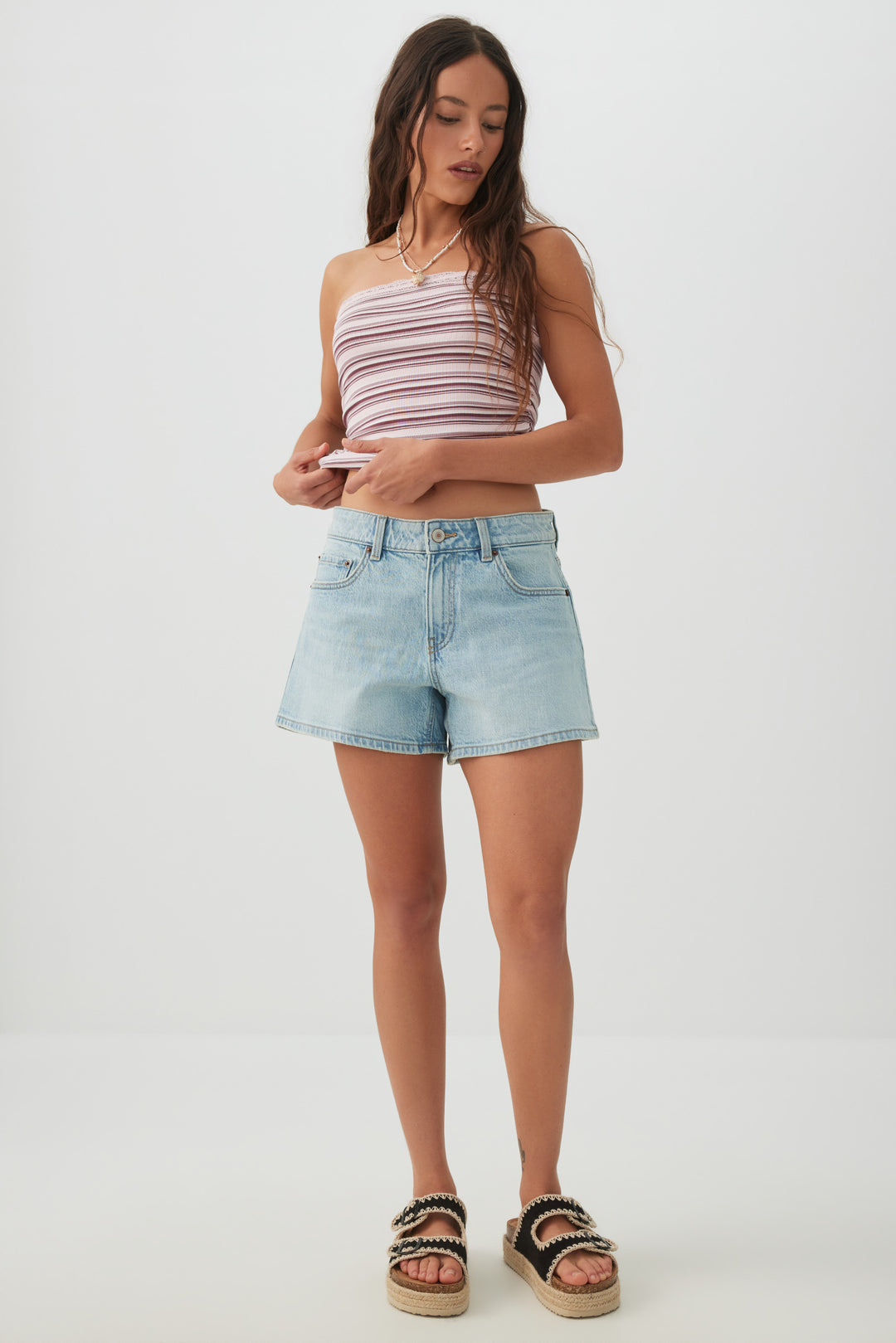 Fine Rib Cotton Blend Tube Top
