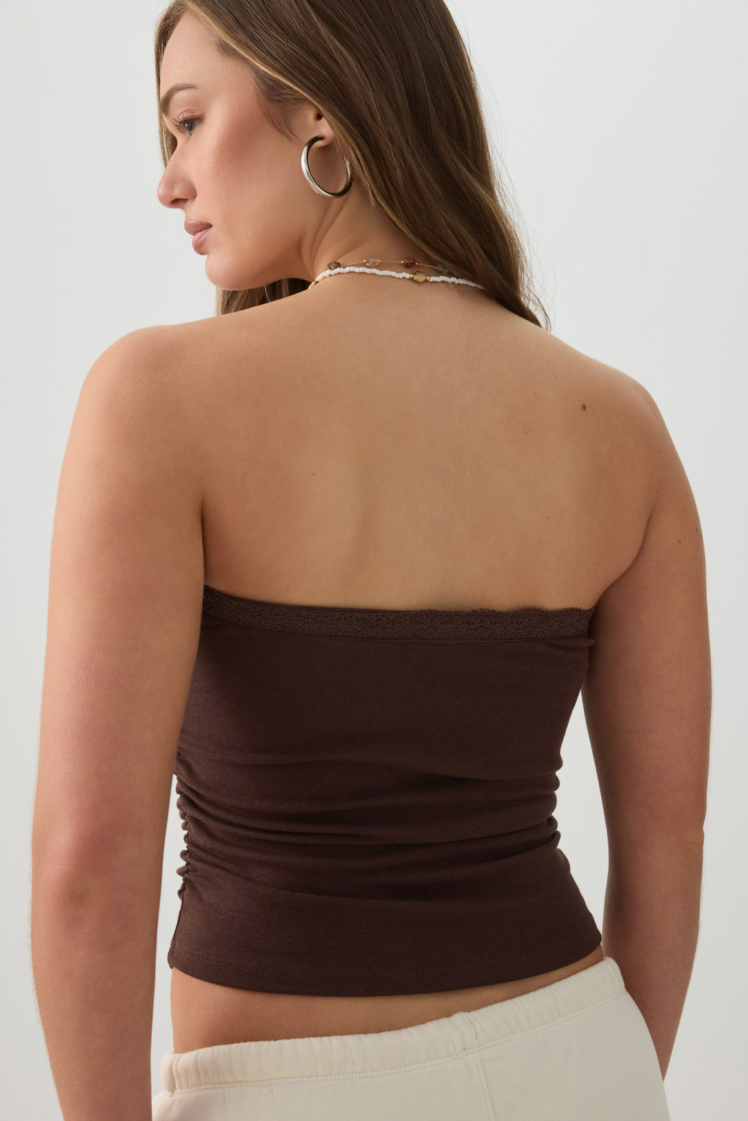 Fine Rib Cotton Blend Tube Top