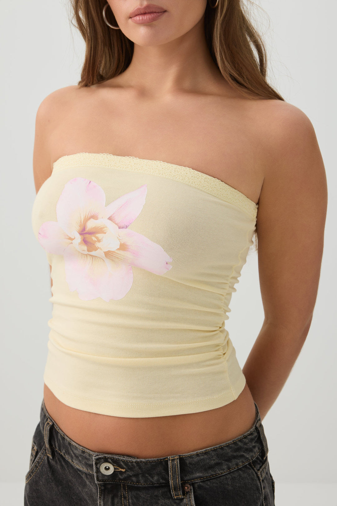 Fine Rib Cotton Blend Tube Top