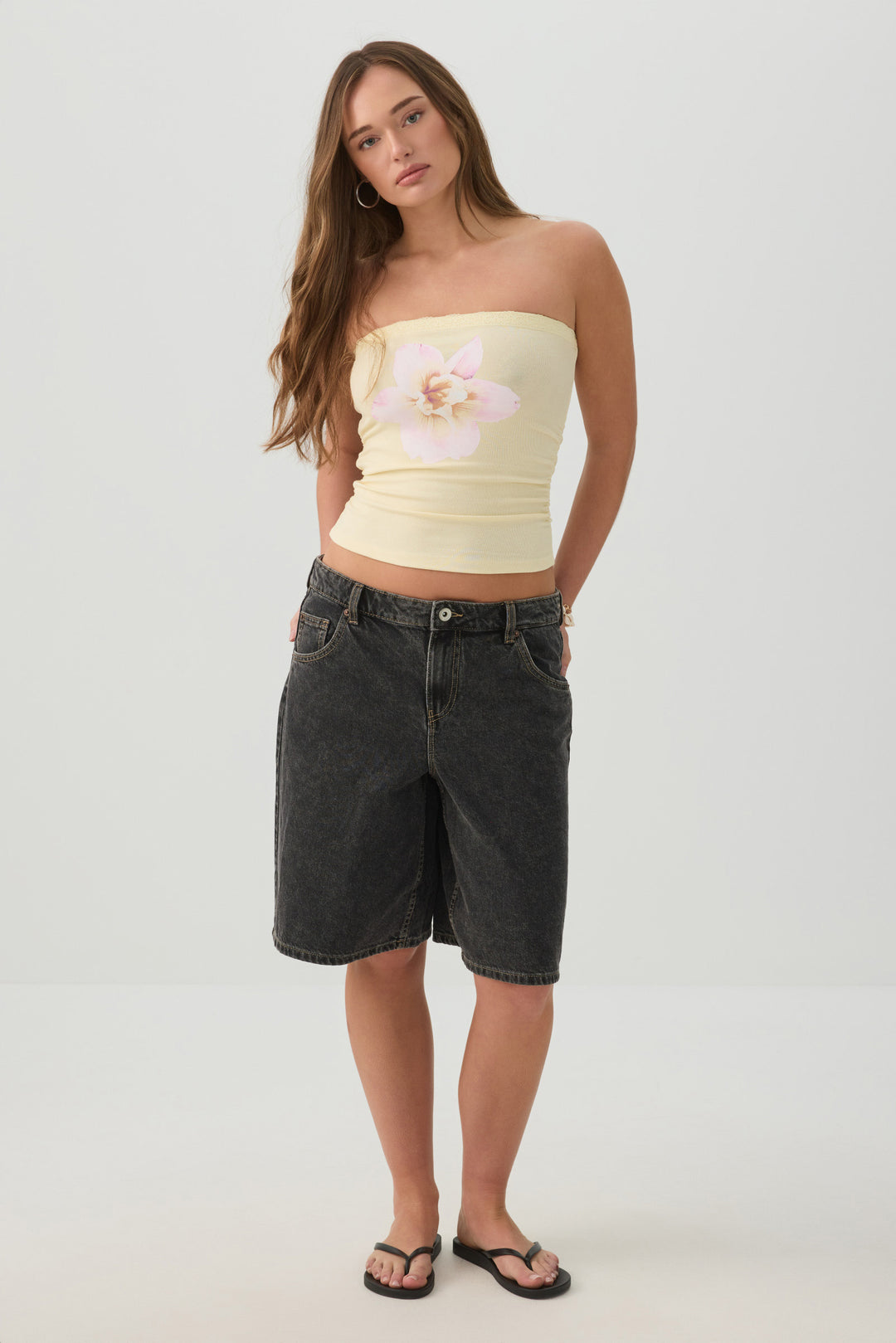 Fine Rib Cotton Blend Tube Top