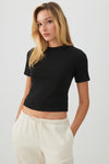 Basic Cropped Rib Crew T-Shirt