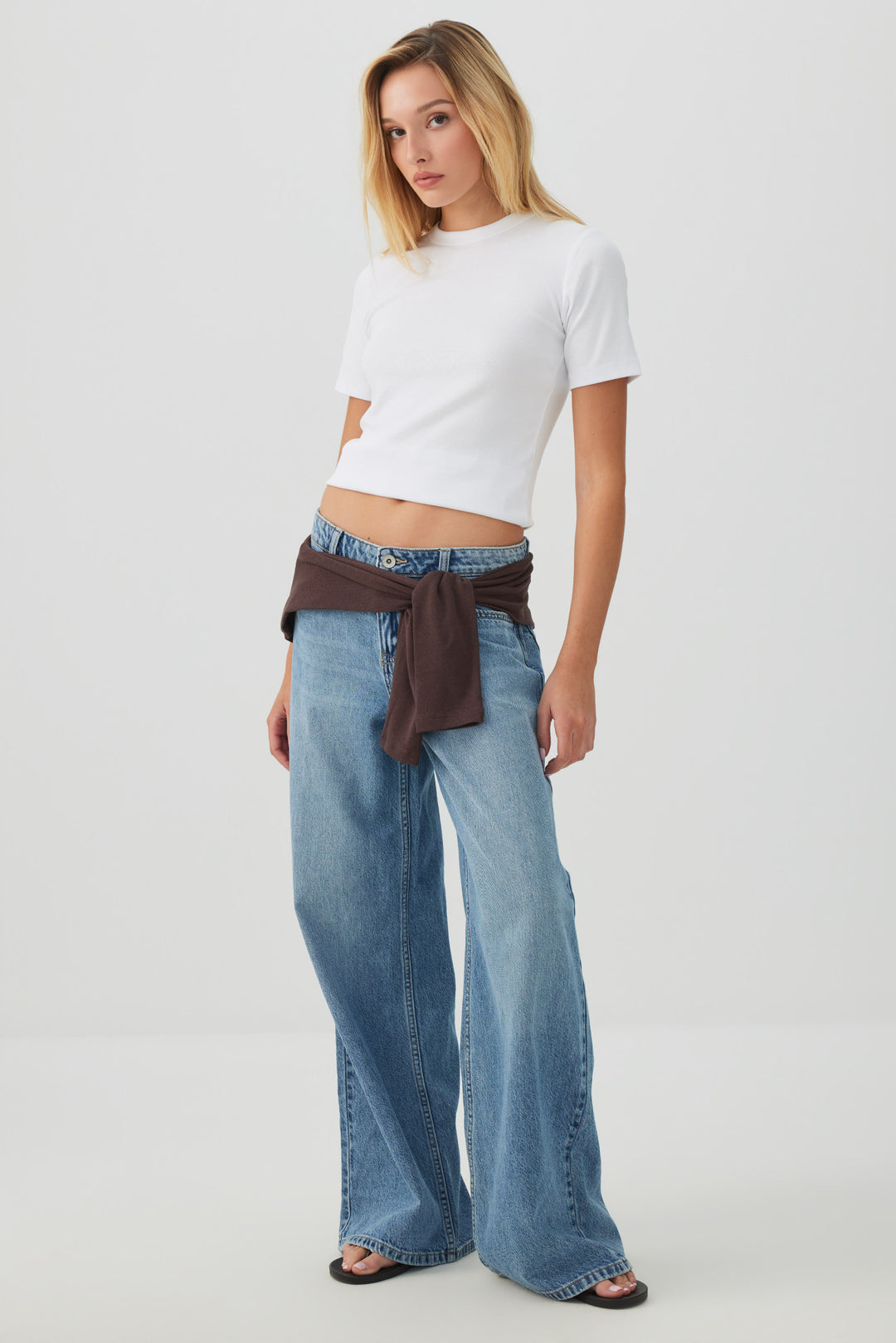Basic Cropped Rib Crew T-Shirt