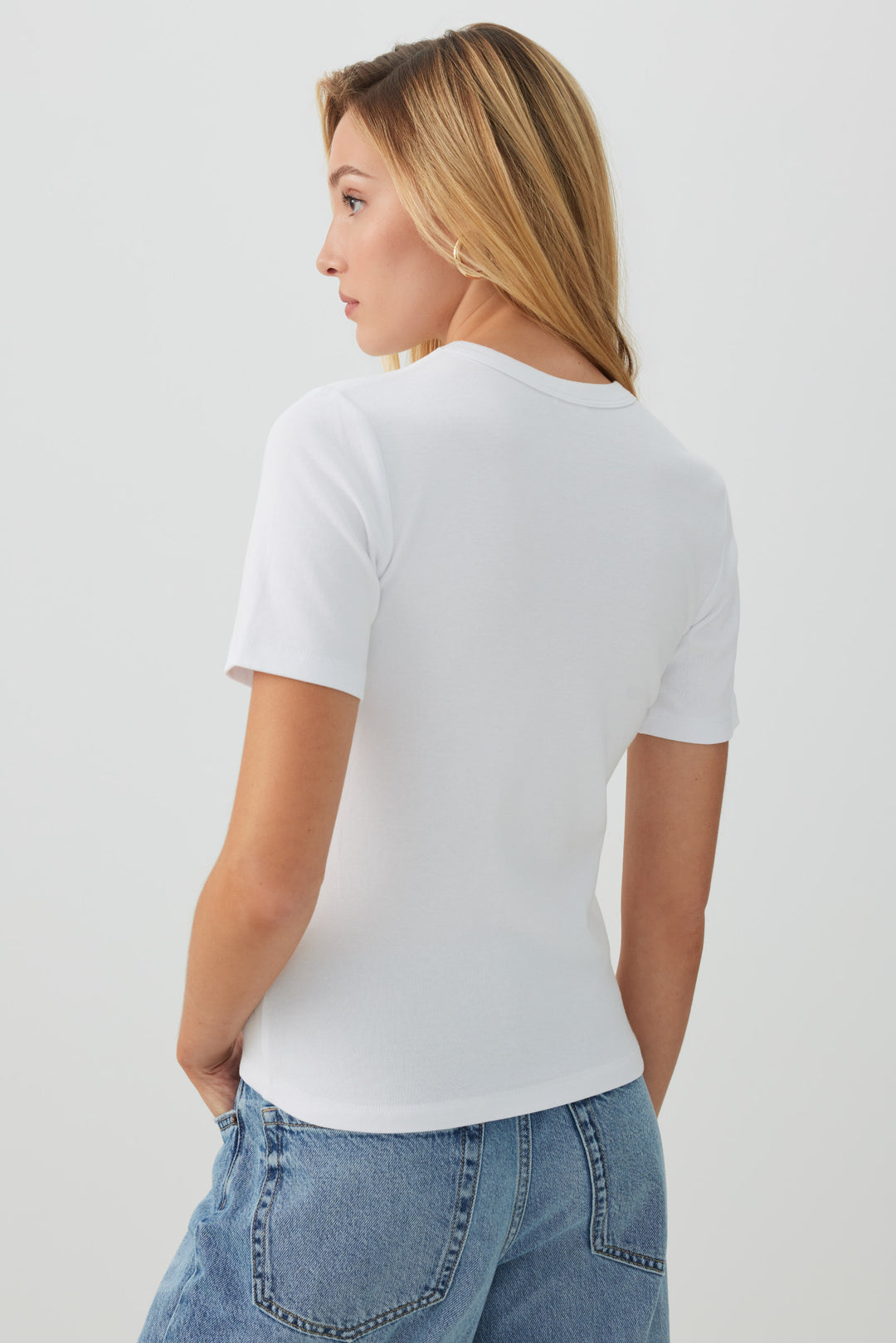 Basic Cropped Rib Crew T-Shirt