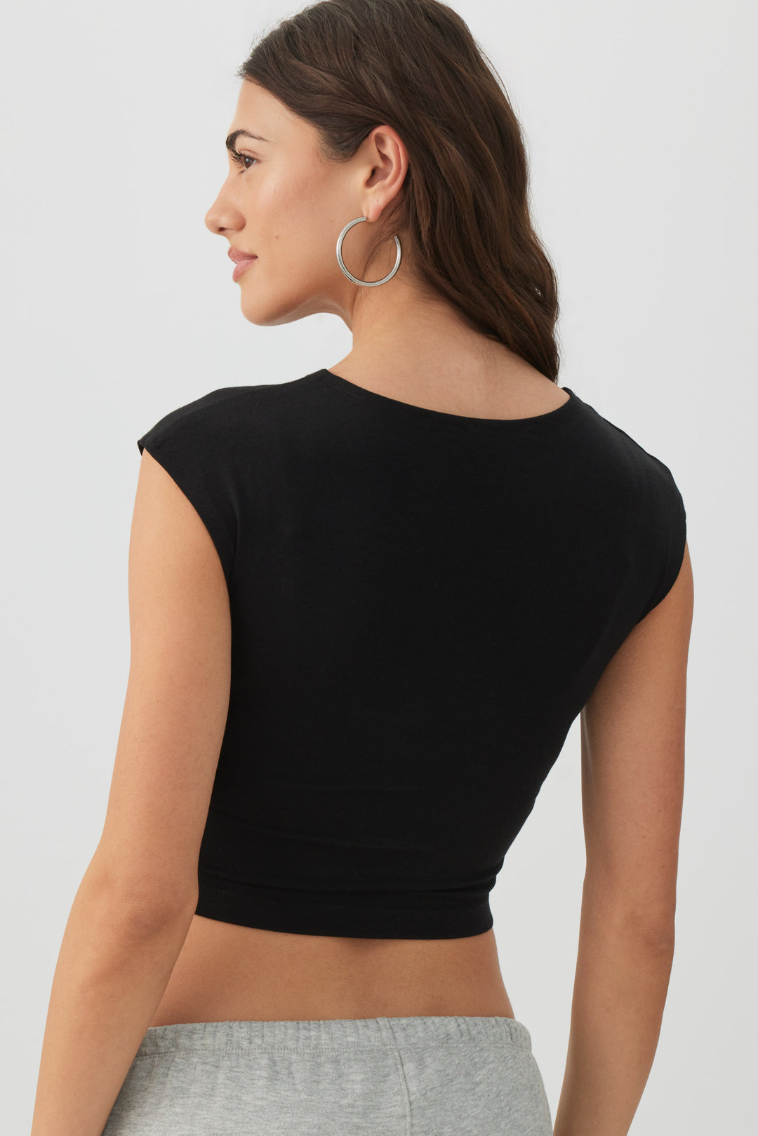 Cropped Ribbed Crew T-Shirt