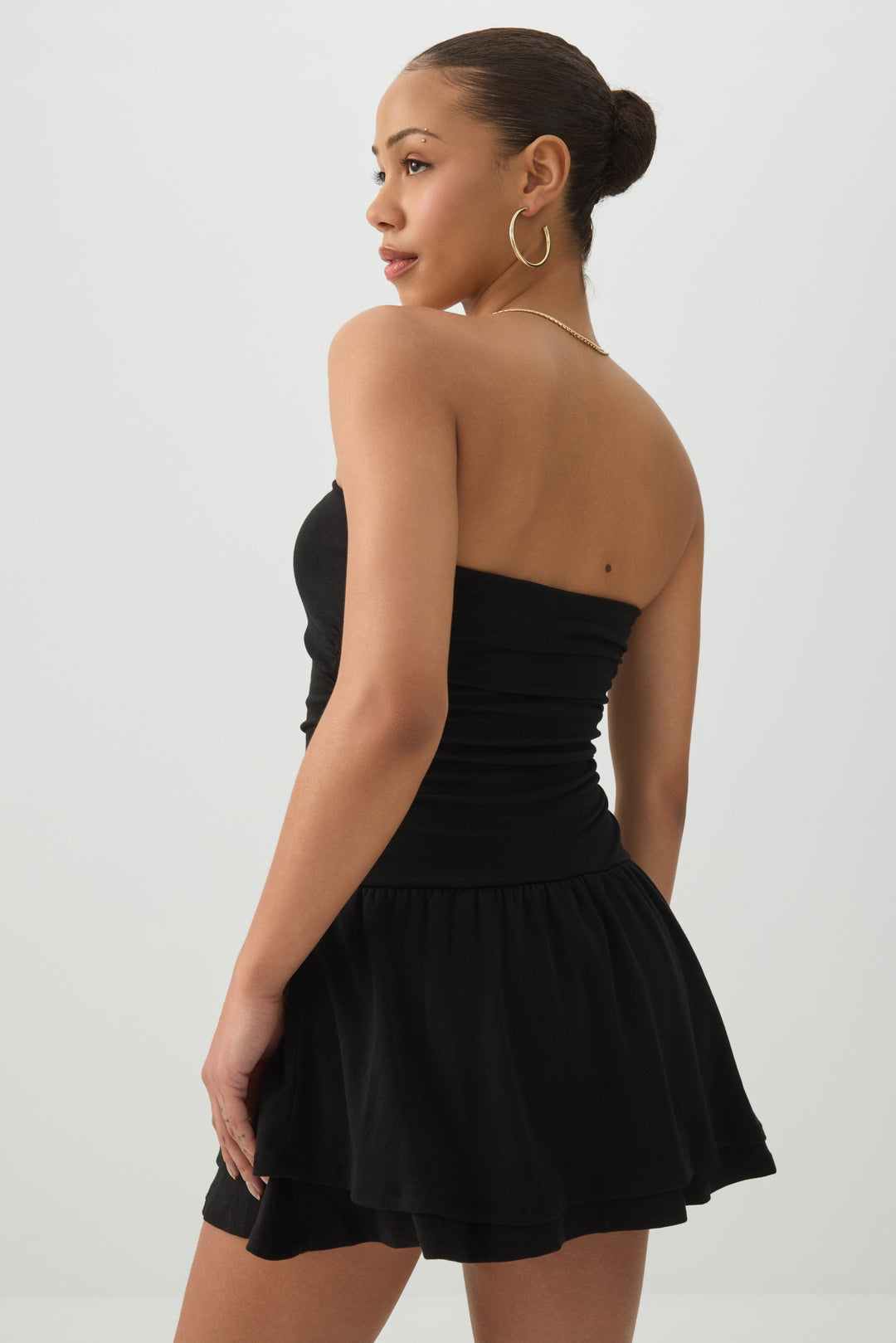 Ribbed Bandeau Ruffled Romper