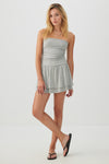Ribbed Bandeau Ruffled Romper