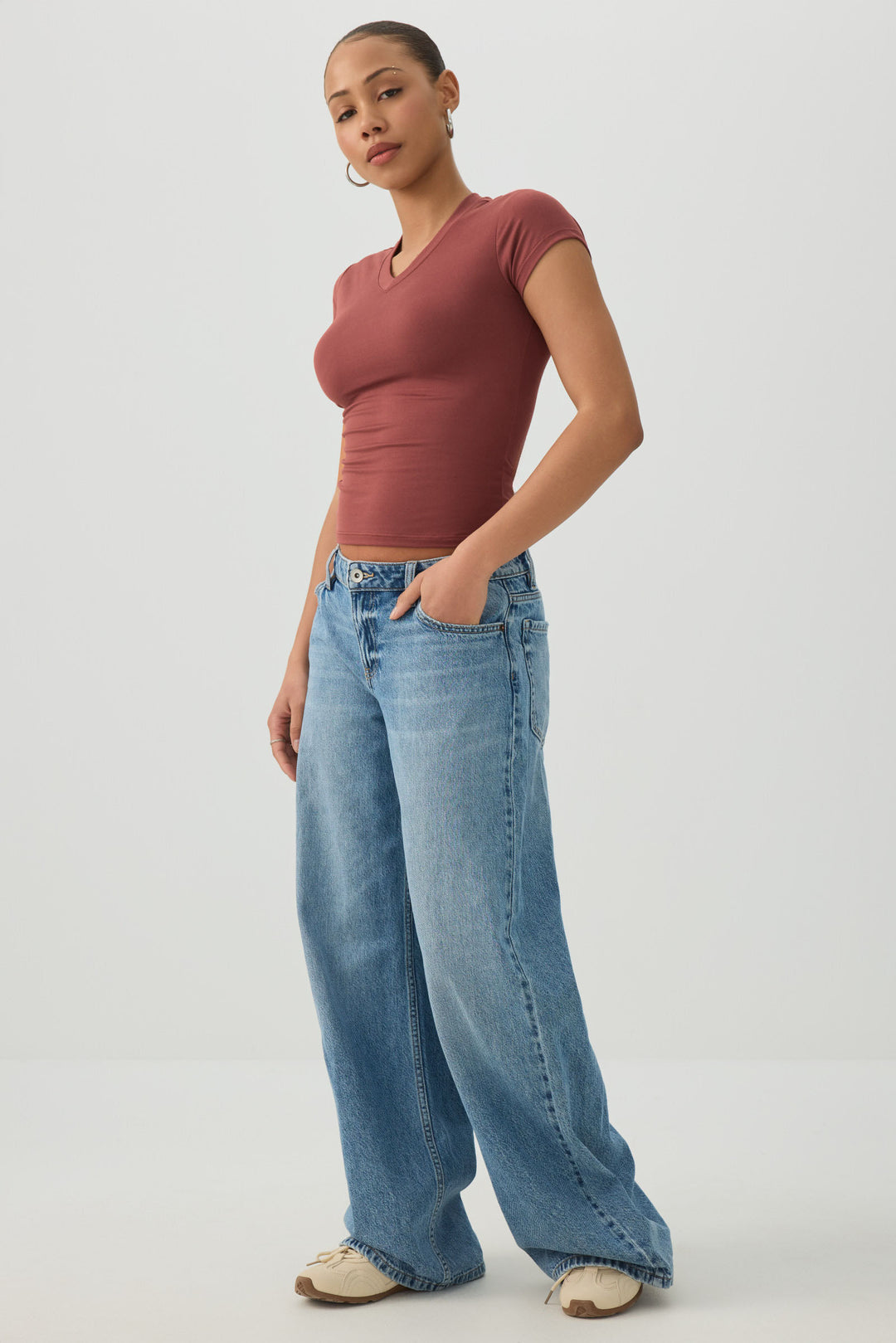 V-Neck Cropped T-Shirt