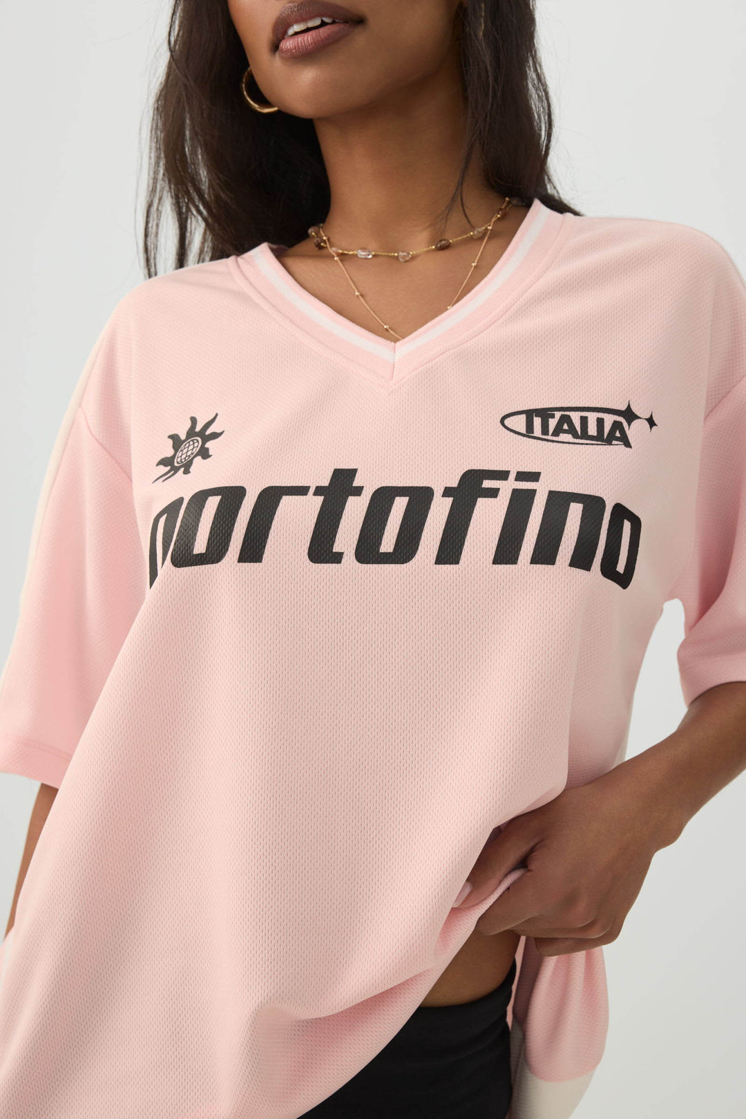 Italy Knit Mesh V Neck Sport Top