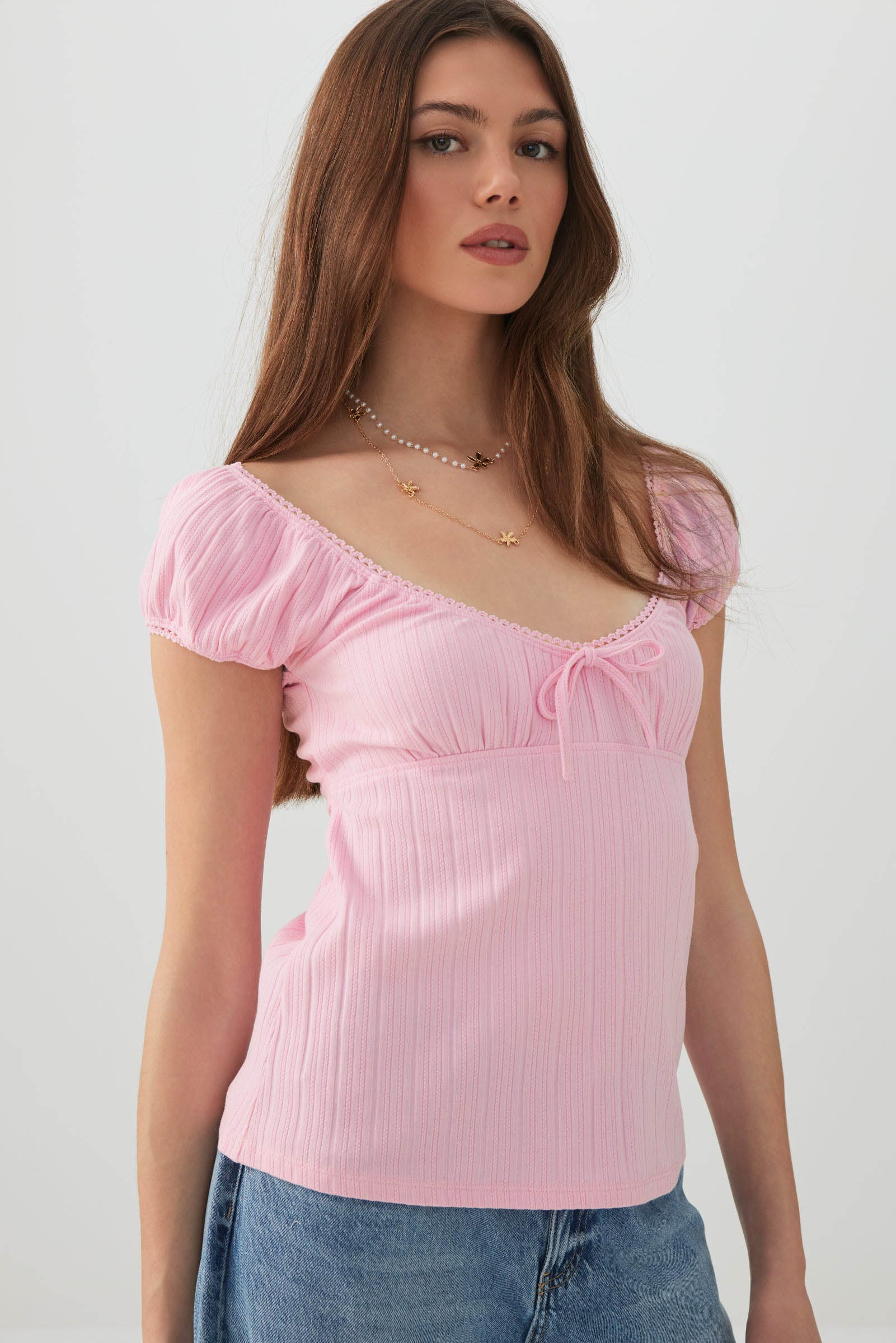 トップス Sheer loose knit tops - pink / F TRF LOW-RISE LOOSE FOLDED JEANS - Pink | ZARA Canada
