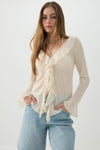 Long Sleeve Blouse with Frills