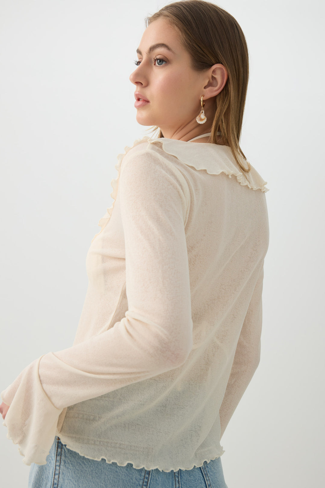 Long Sleeve Blouse with Frills