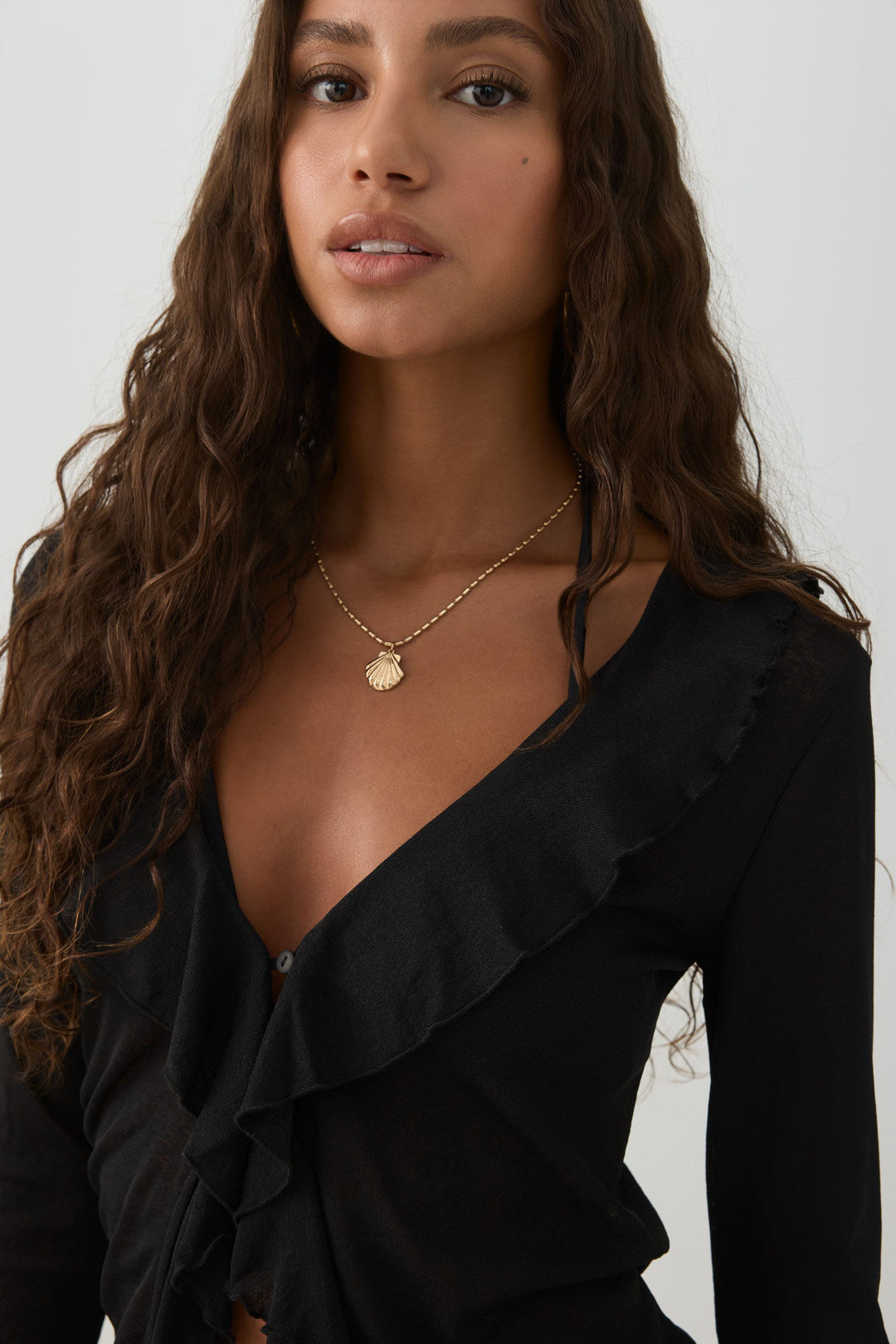 Long Sleeve Blouse with Frills