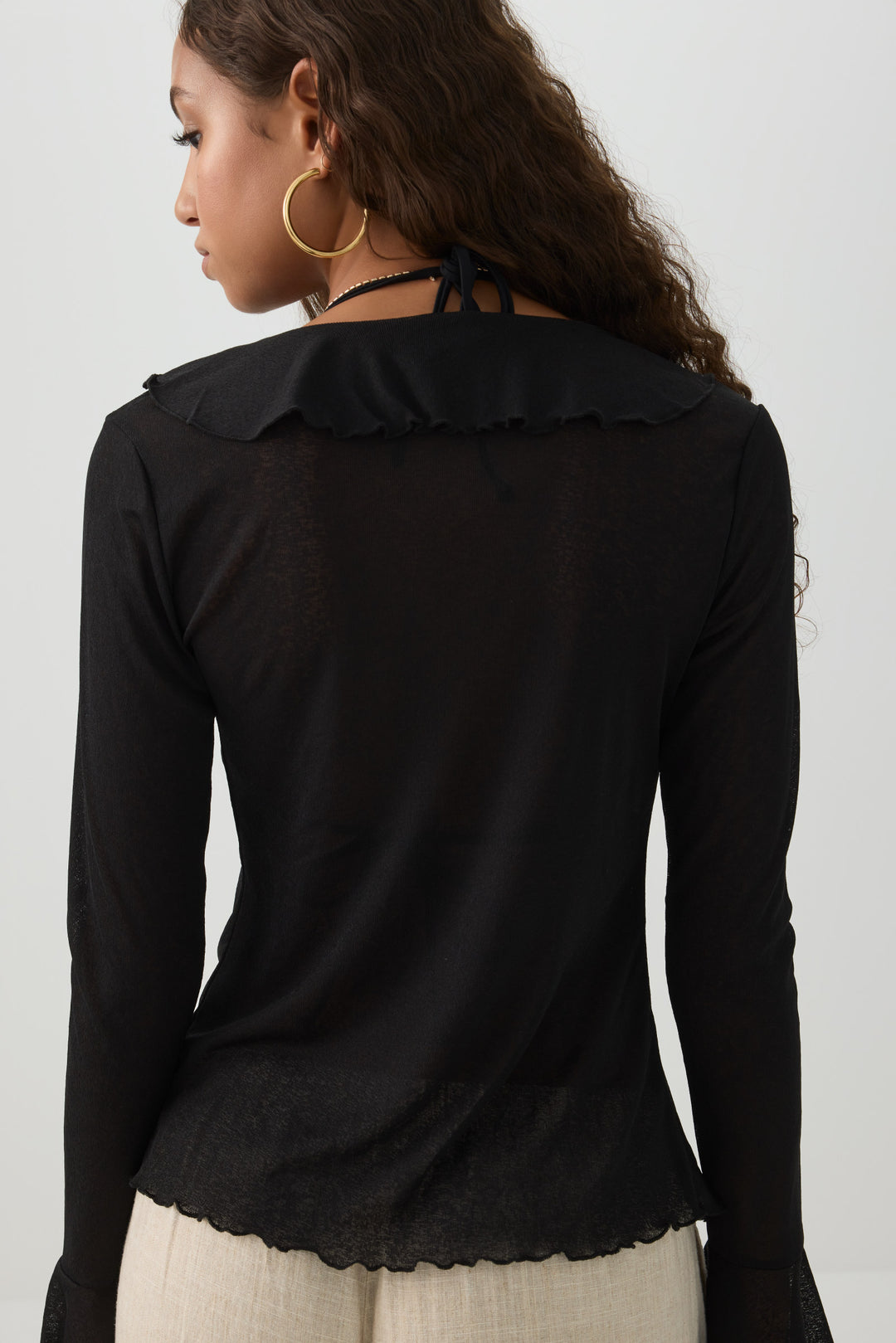 Long Sleeve Blouse with Frills