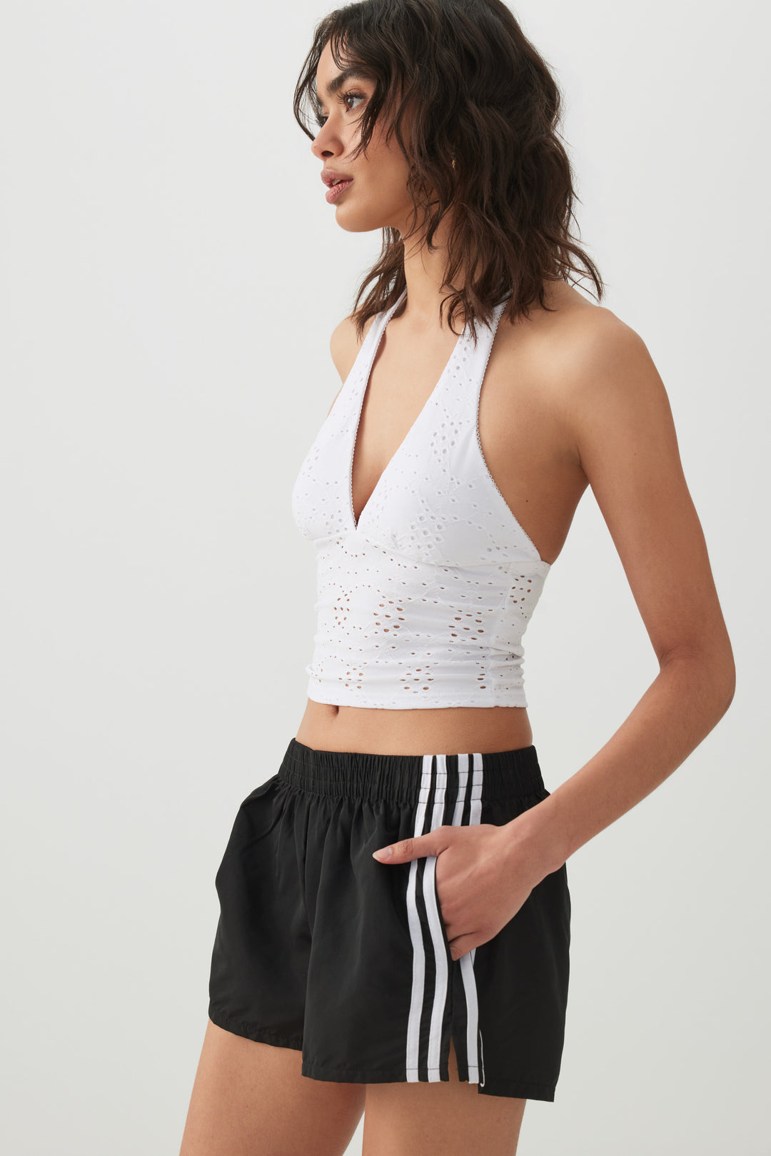 Mini-short athlétique à rayures