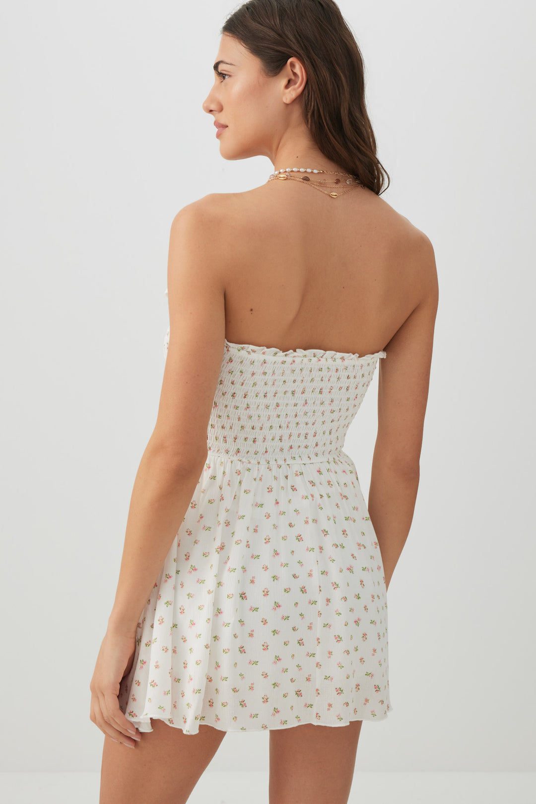 Combishort court smocké fleuri