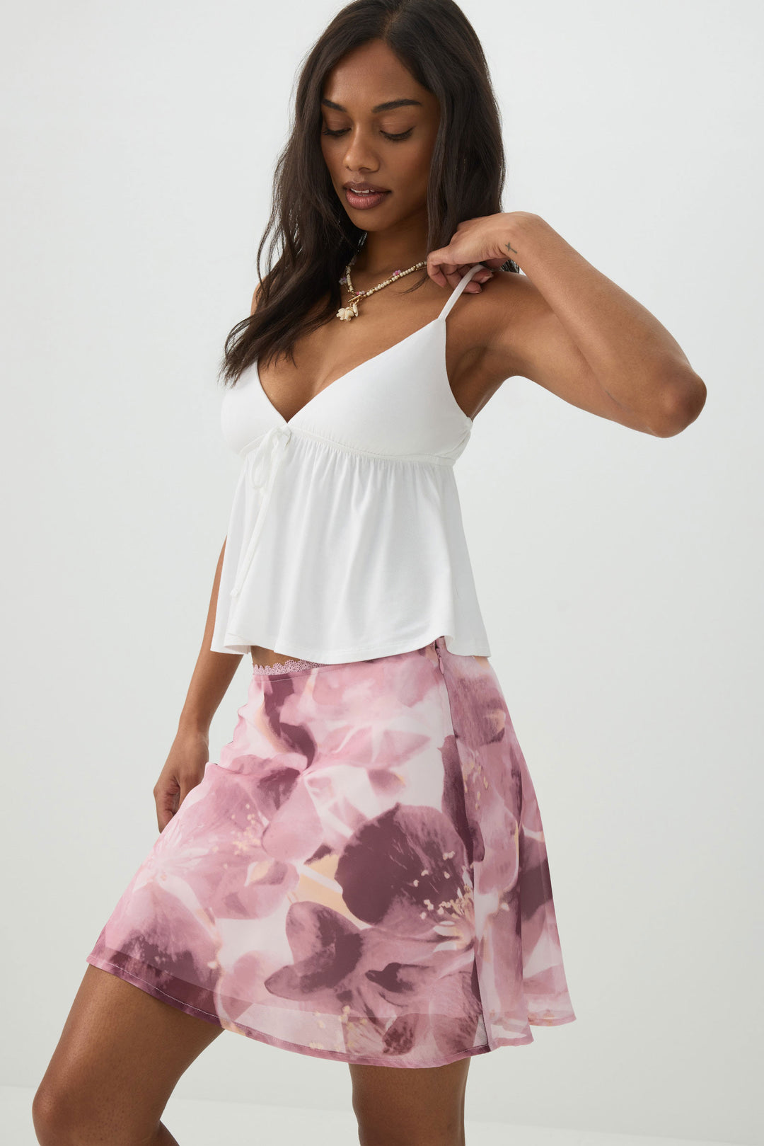 Chiffon A-Line Mini Skirt