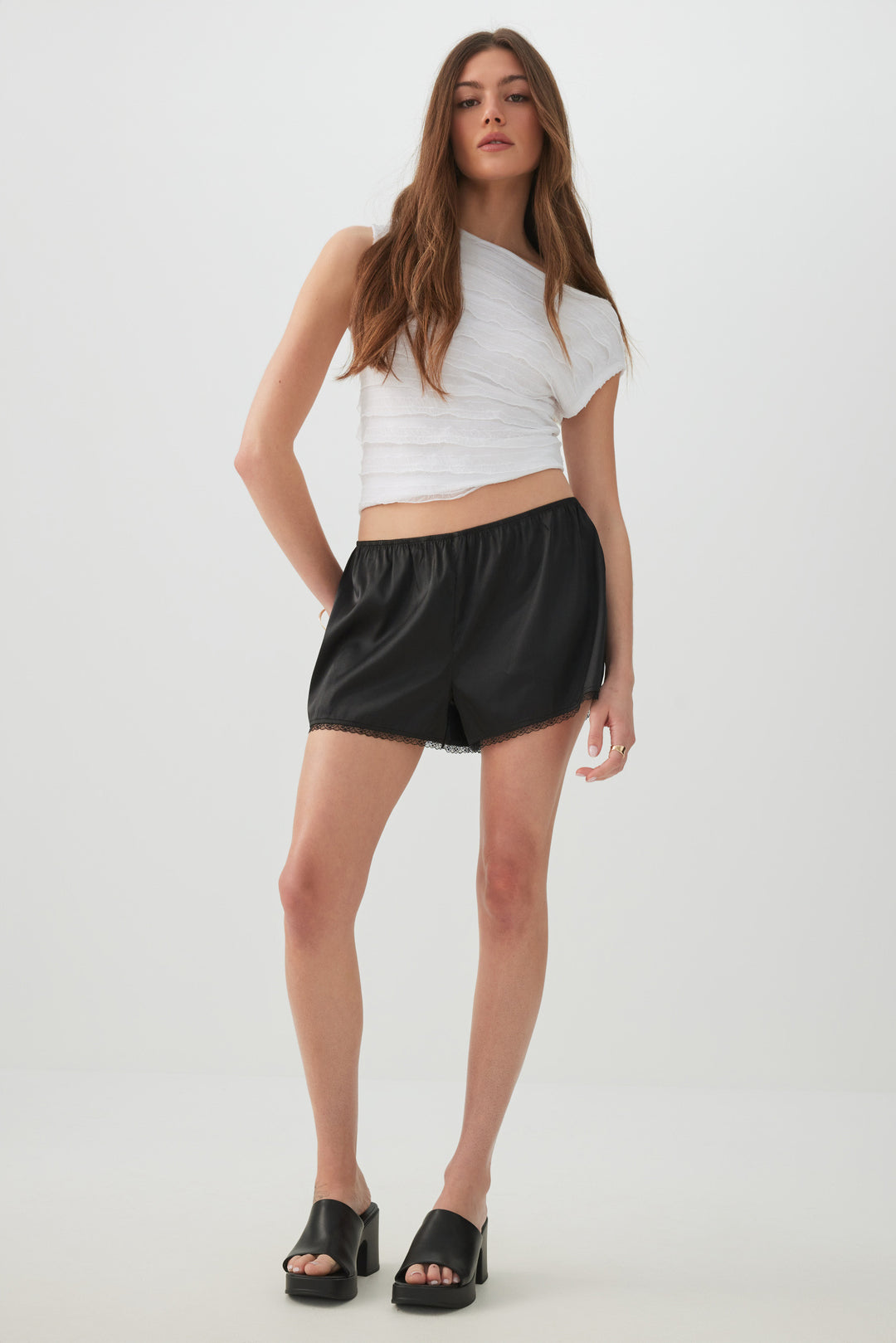 One Shoulder Ruffle Crop Top