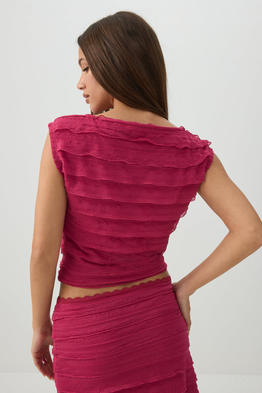 One Shoulder Ruffle Crop Top