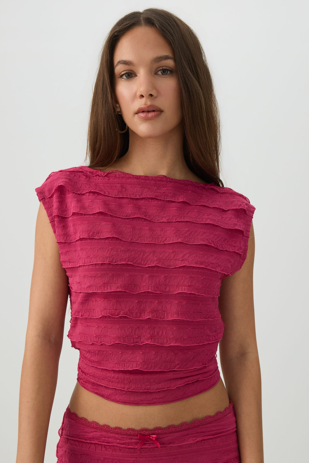 One Shoulder Ruffle Crop Top