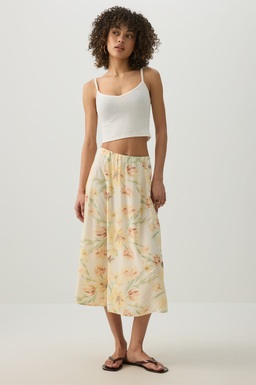 Midi A-Line Skirt with Slit