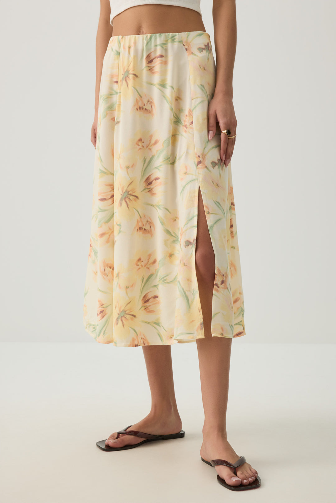Midi A-Line Skirt with Slit