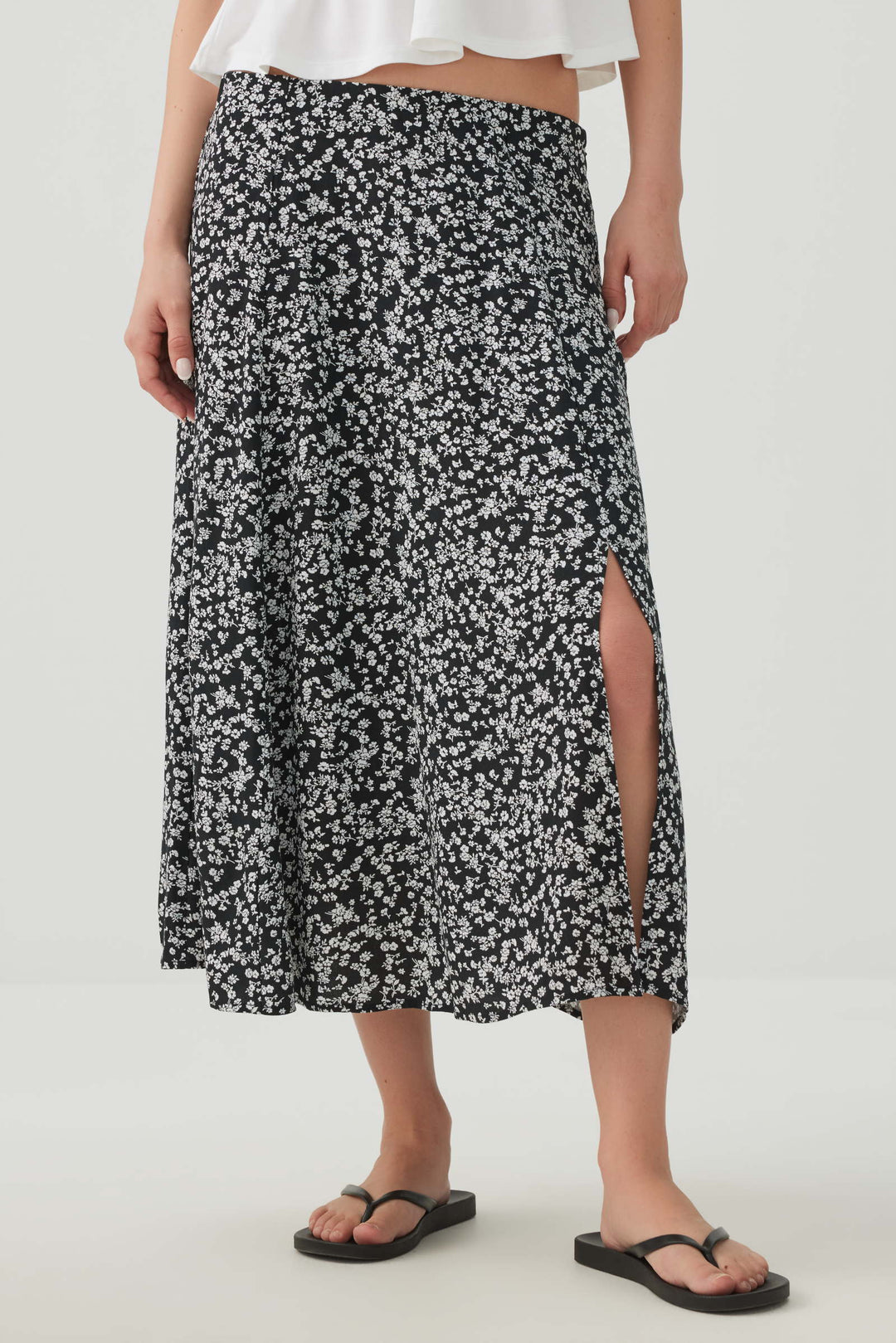 Midi A Line Skirt with Slit