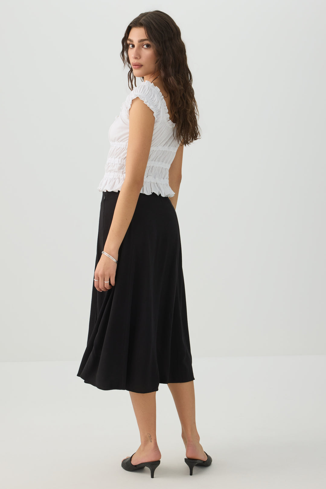 Midi A-Line Skirt with Slit