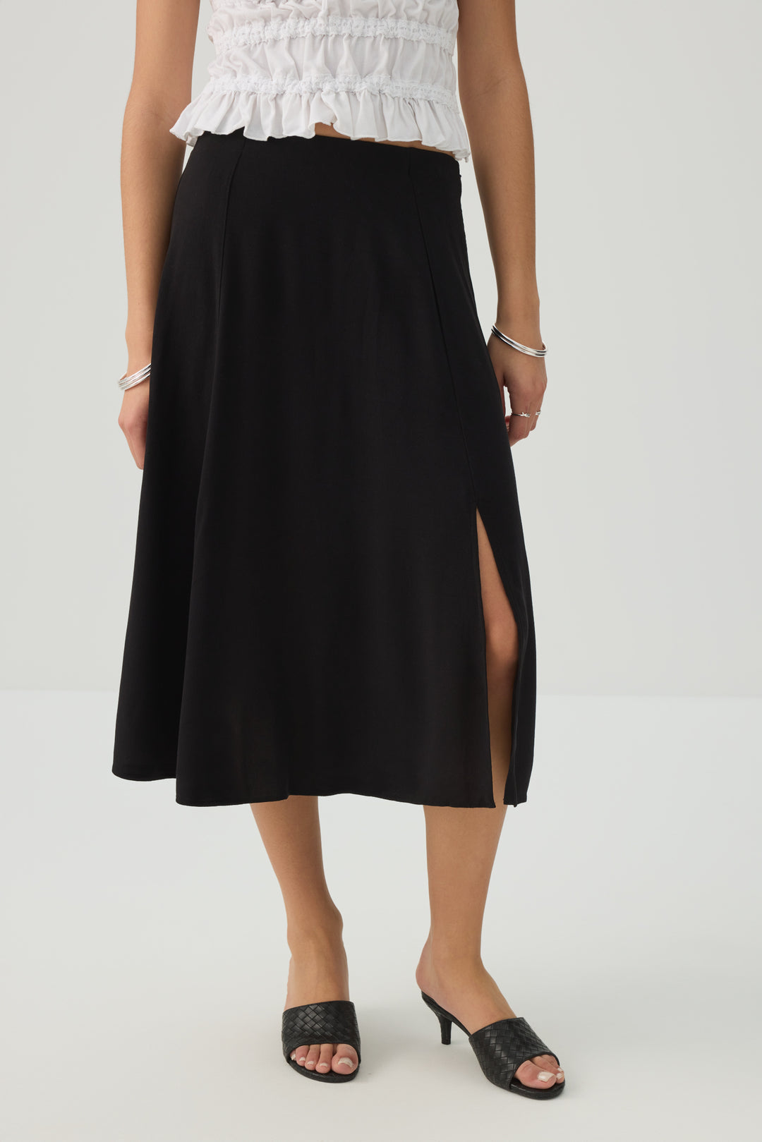 Midi A-Line Skirt with Slit