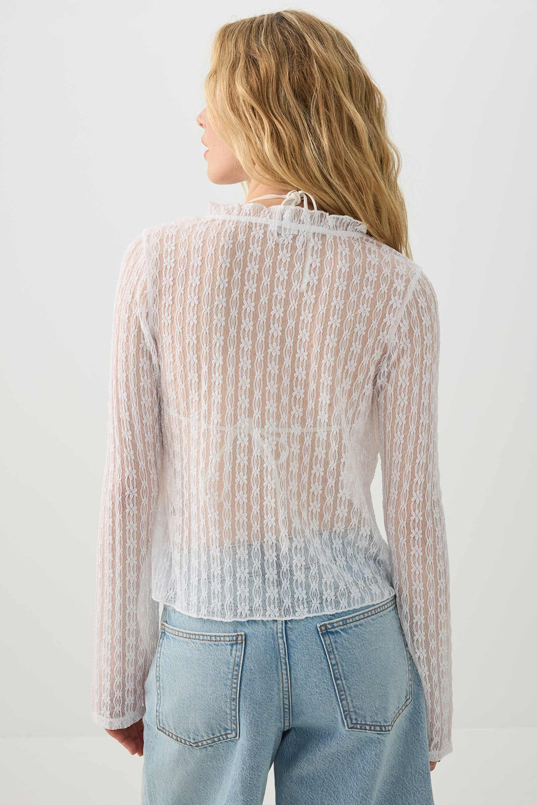 Tie Front Lace Cardigan