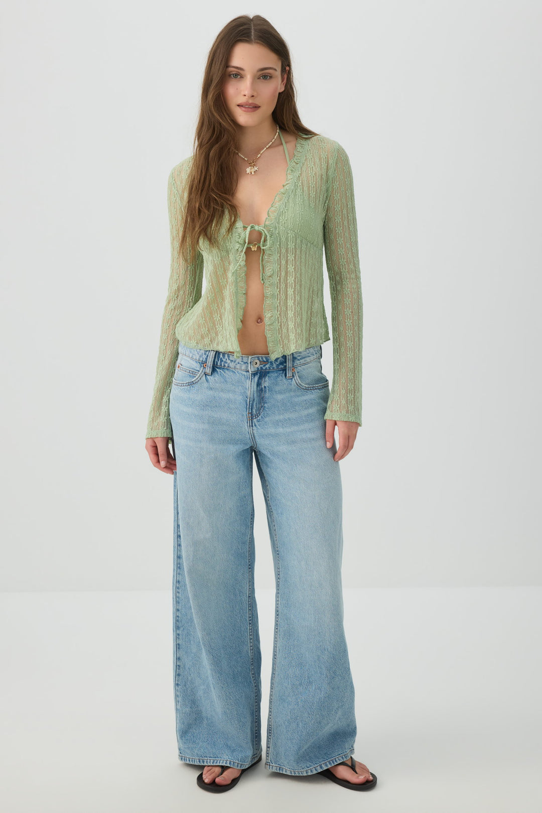 Tie Front Lace Cardigan