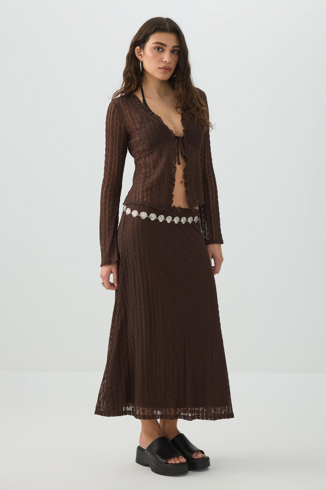 Tie Front Lace Cardigan