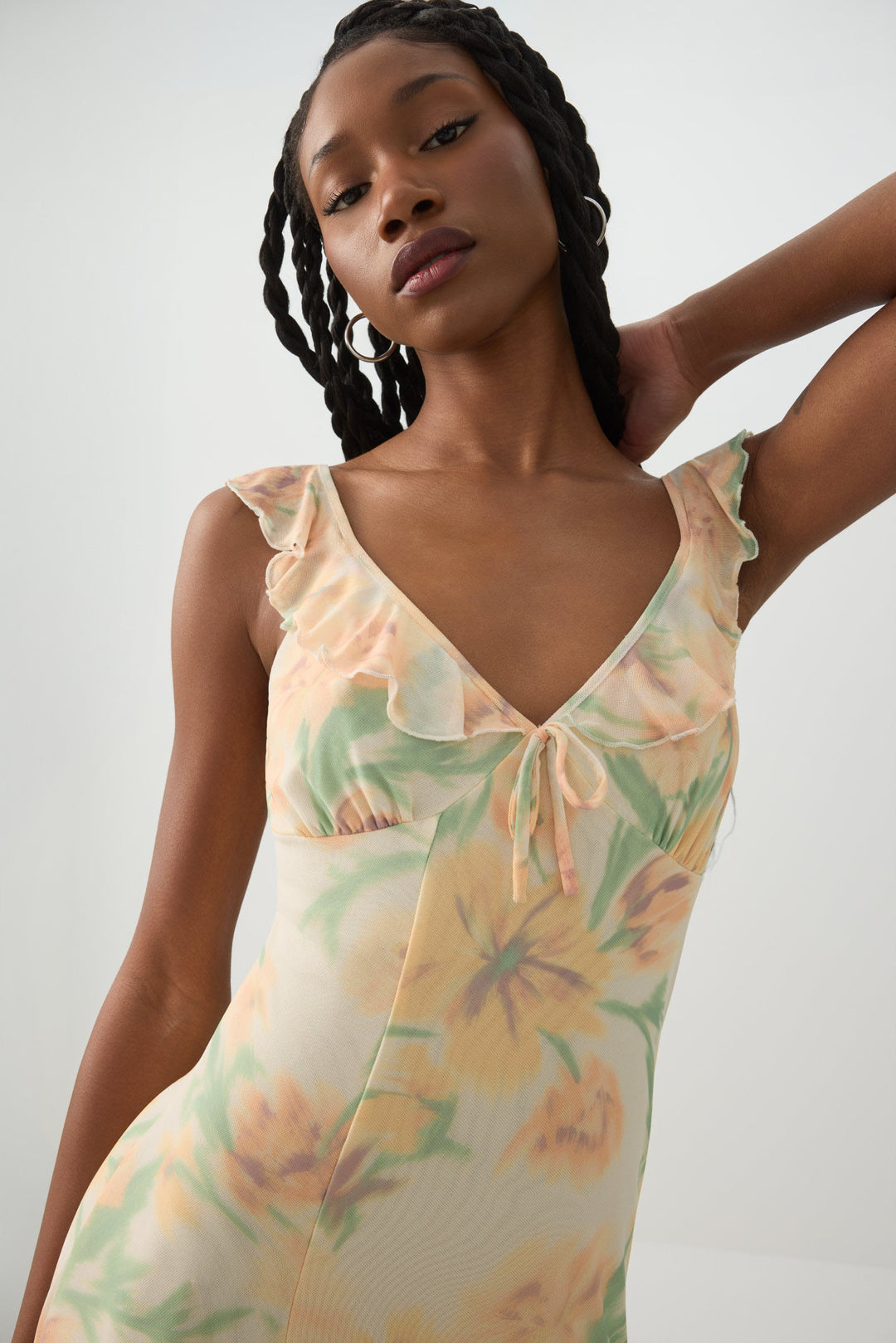 Robe maxi fleurie à nouer