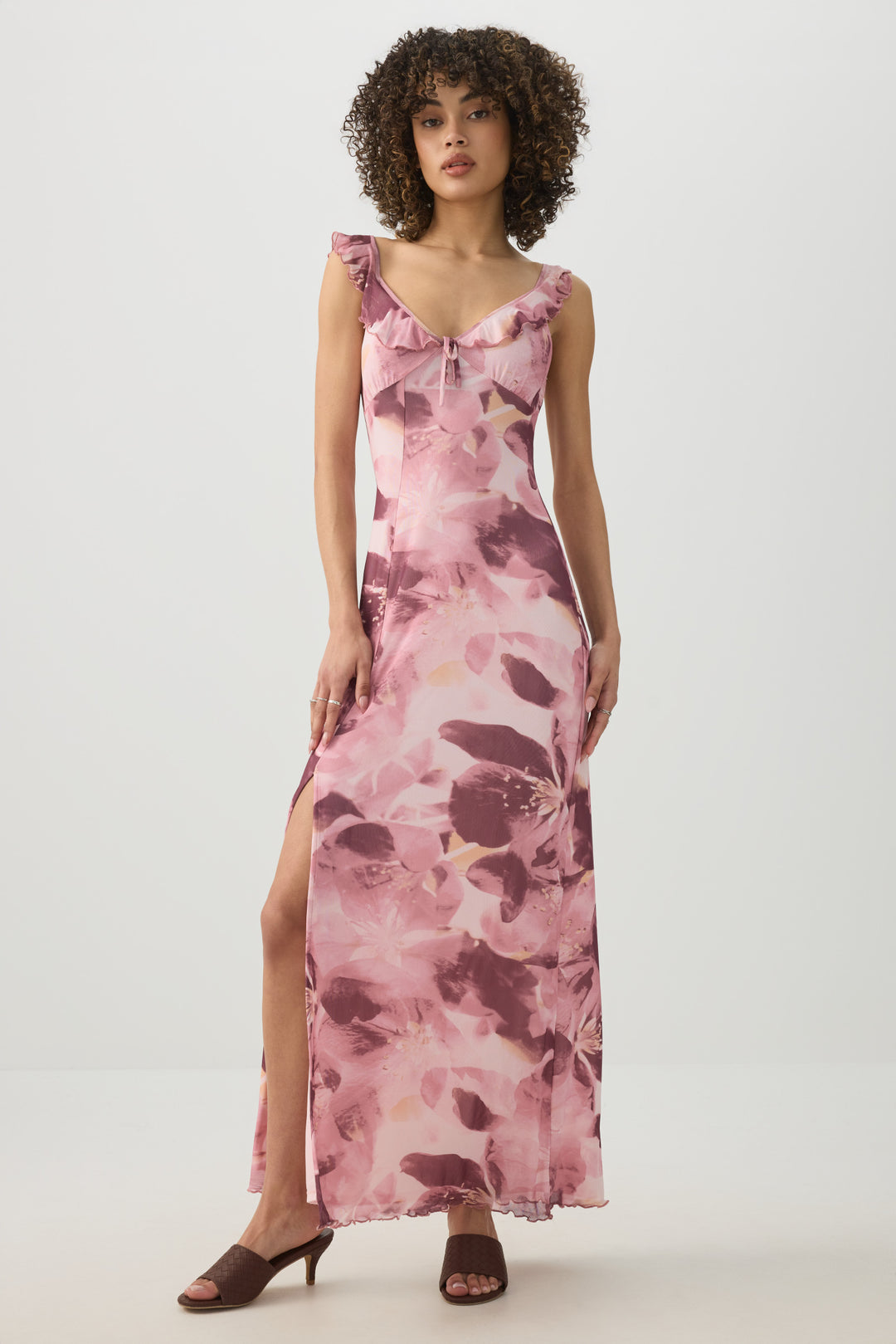 Floral Maxi Tie Front Dress