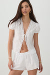 Eyelet Tie Front Top