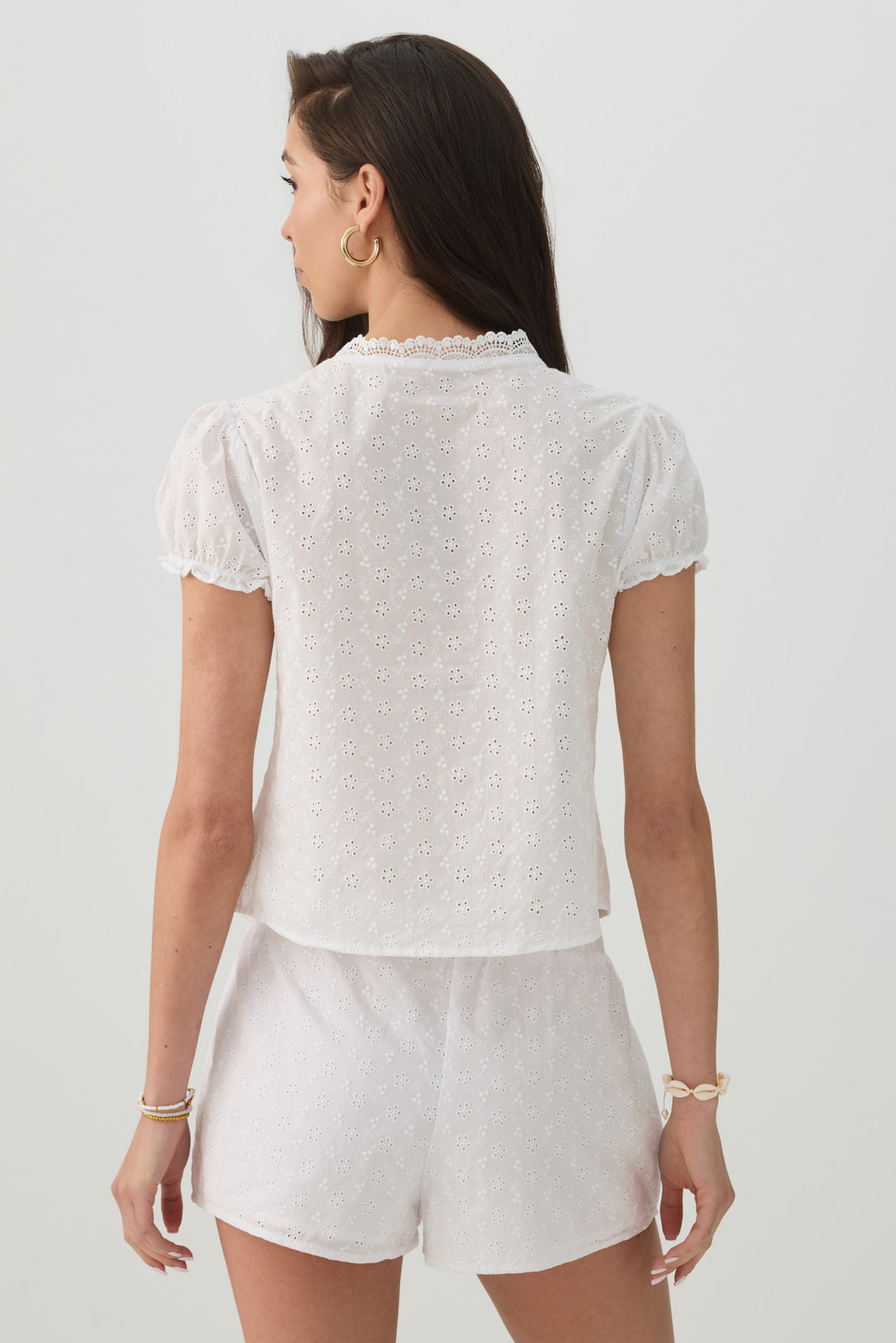 Eyelet Tie Front Top